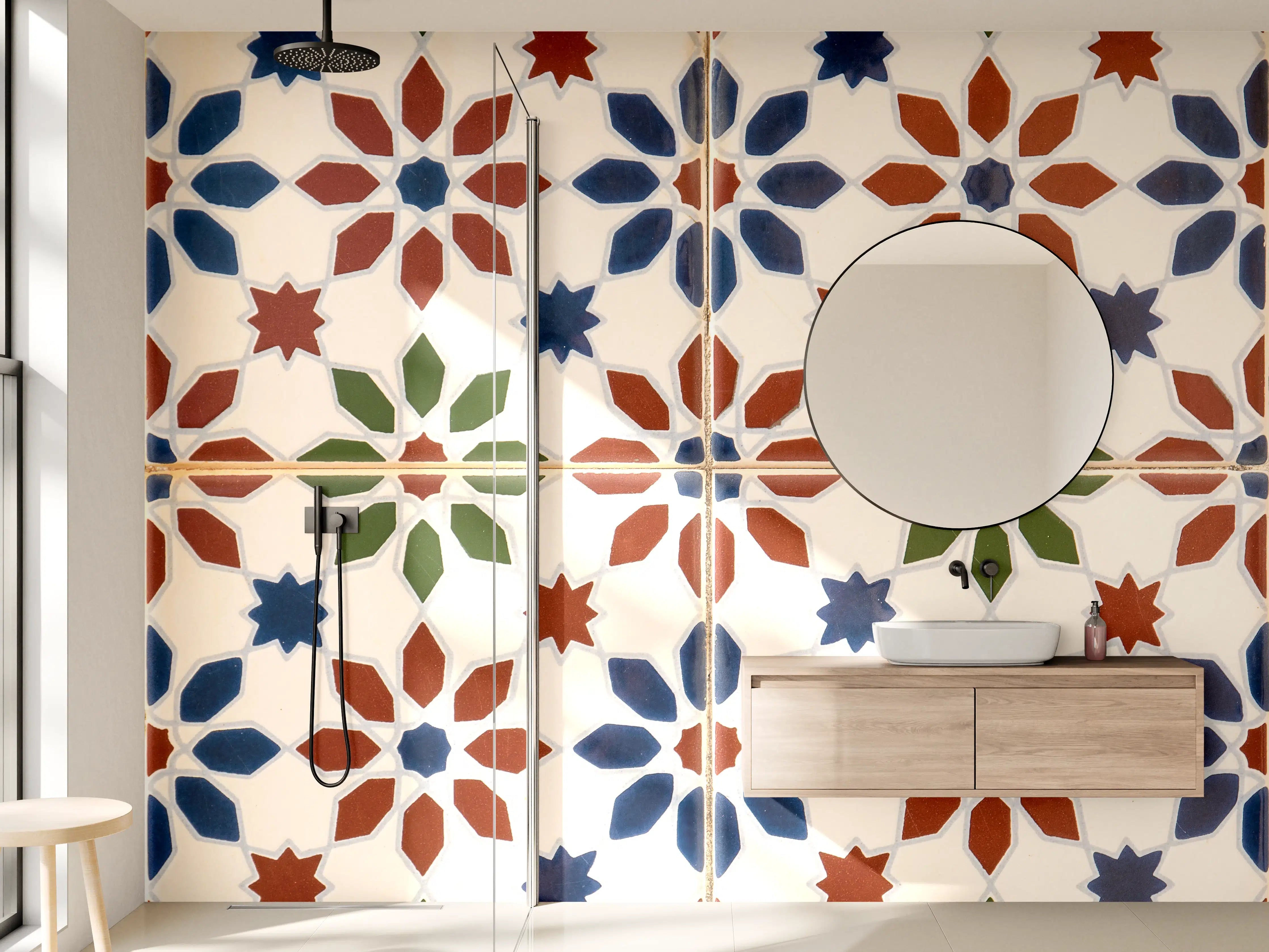 Wandverkleidung Bad - Bunte Mosaikfliesen im Dekor-Stil