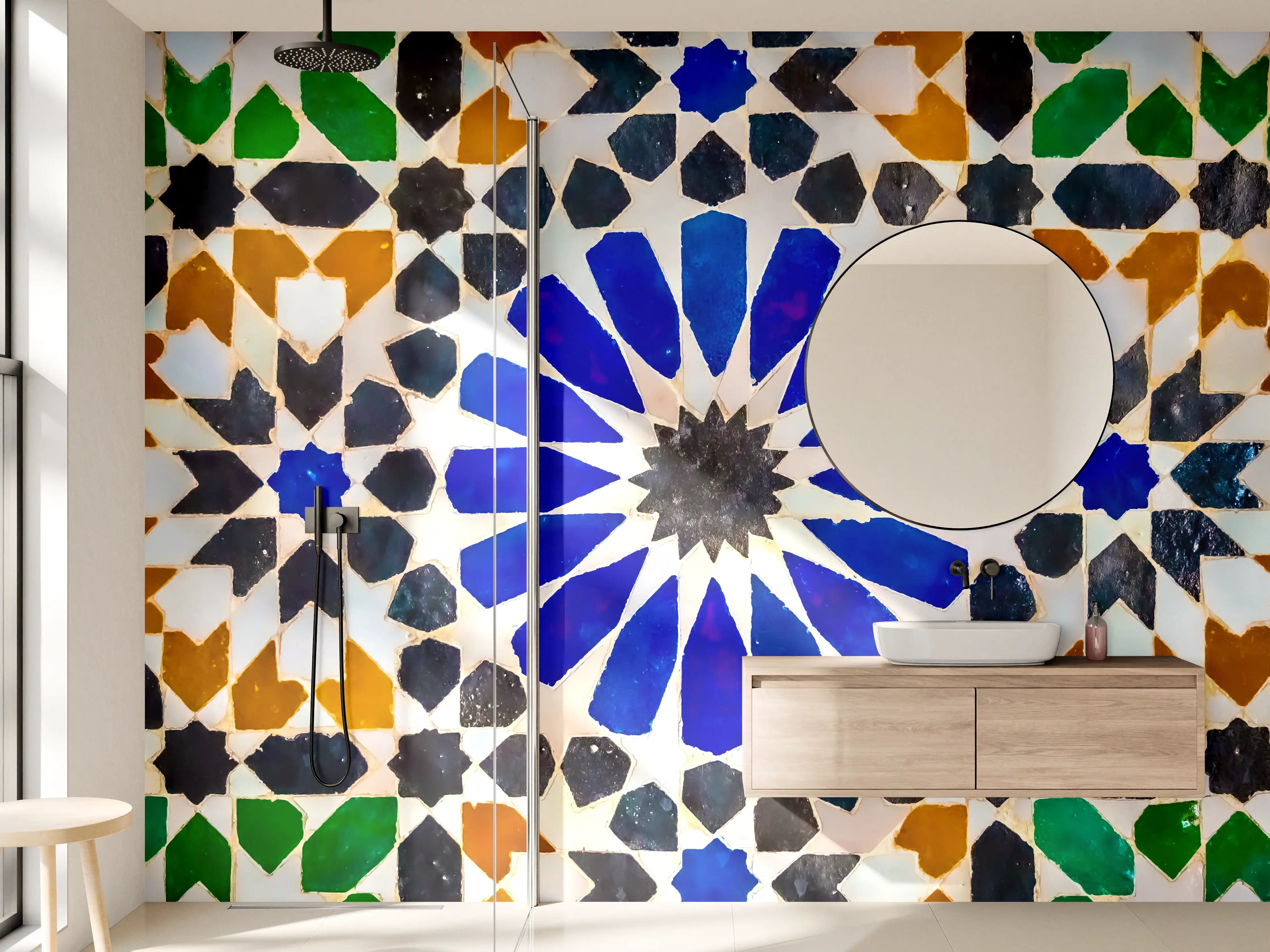 Wandverkleidung Bad - Bunte Mosaikfliesen mit arabischem Muster
