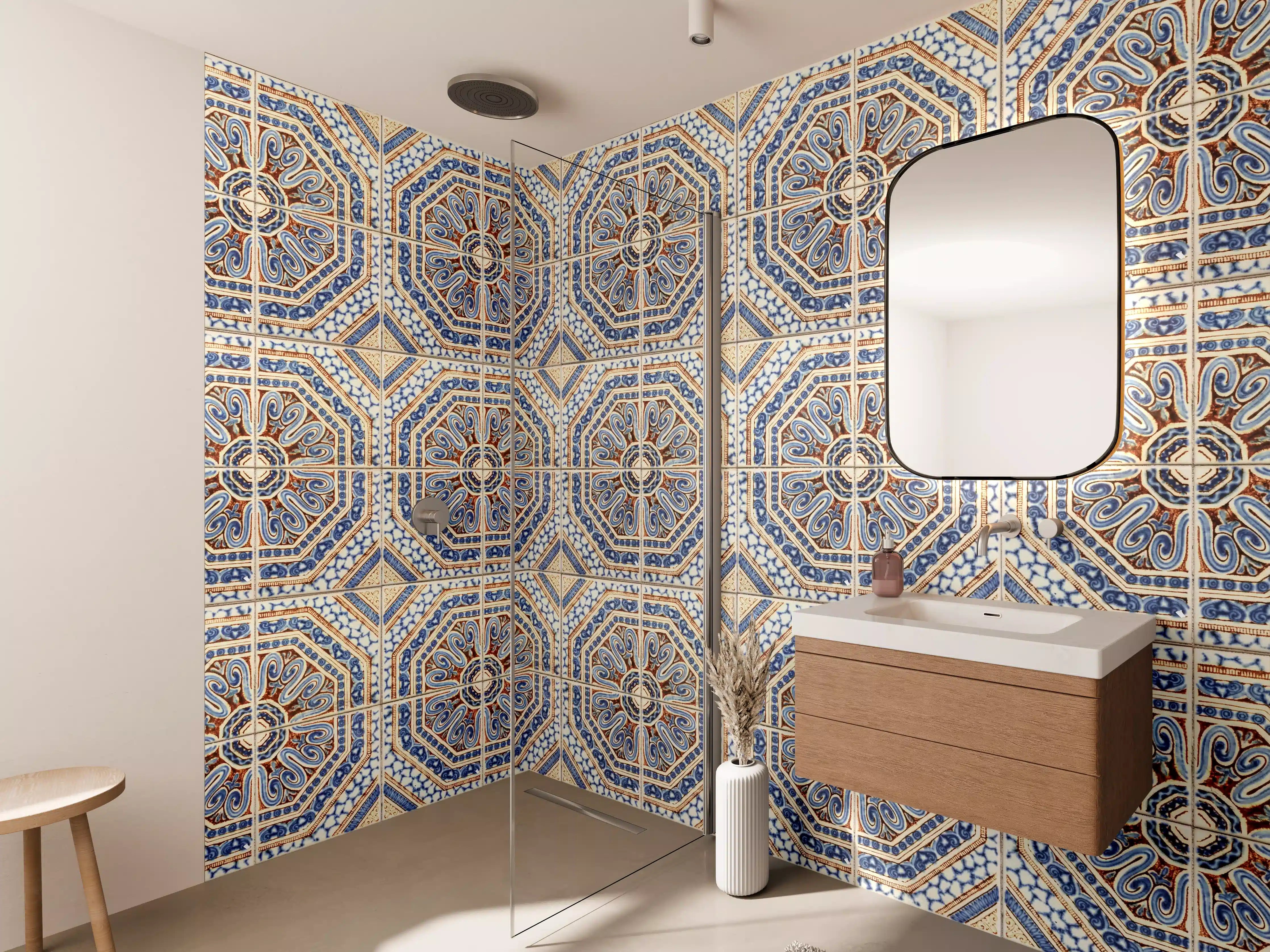 Wandverkleidung Bad - Bunte Mosaikwand mit arabischen Mustern