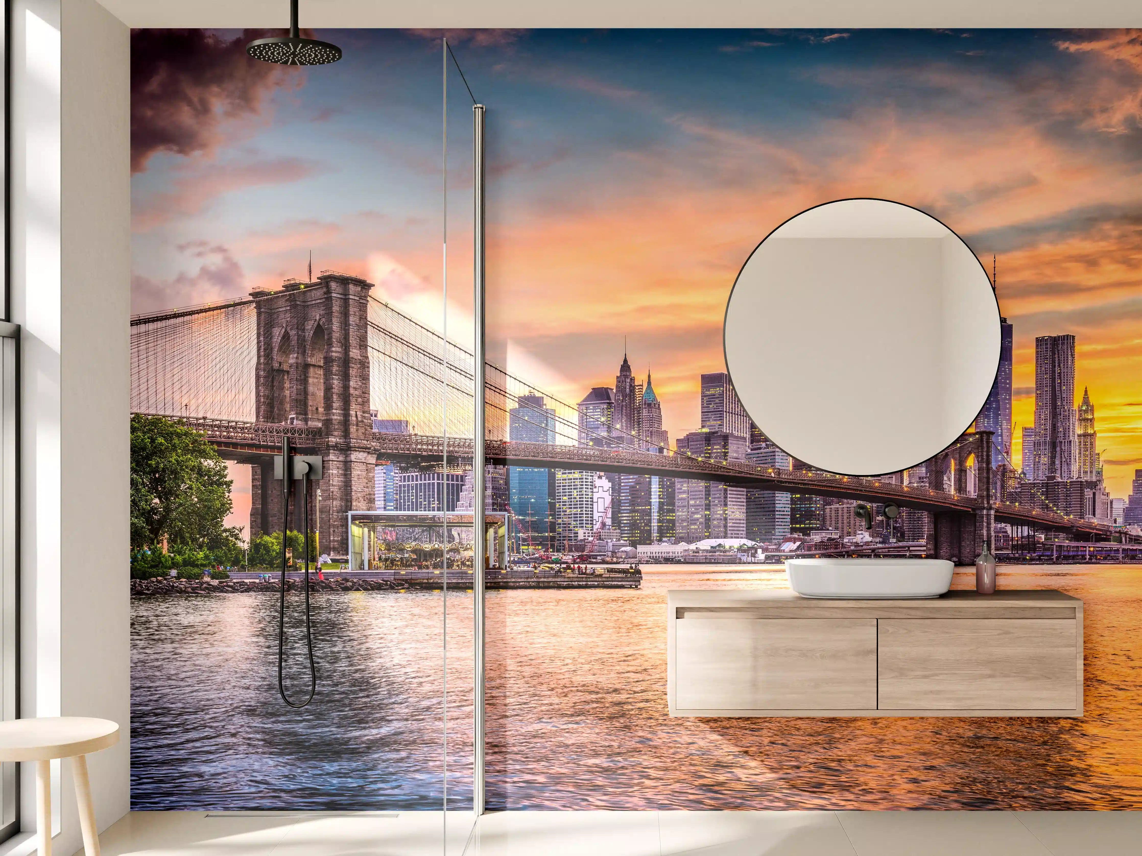 Wandverkleidung Bad - Bunte New York Skyline