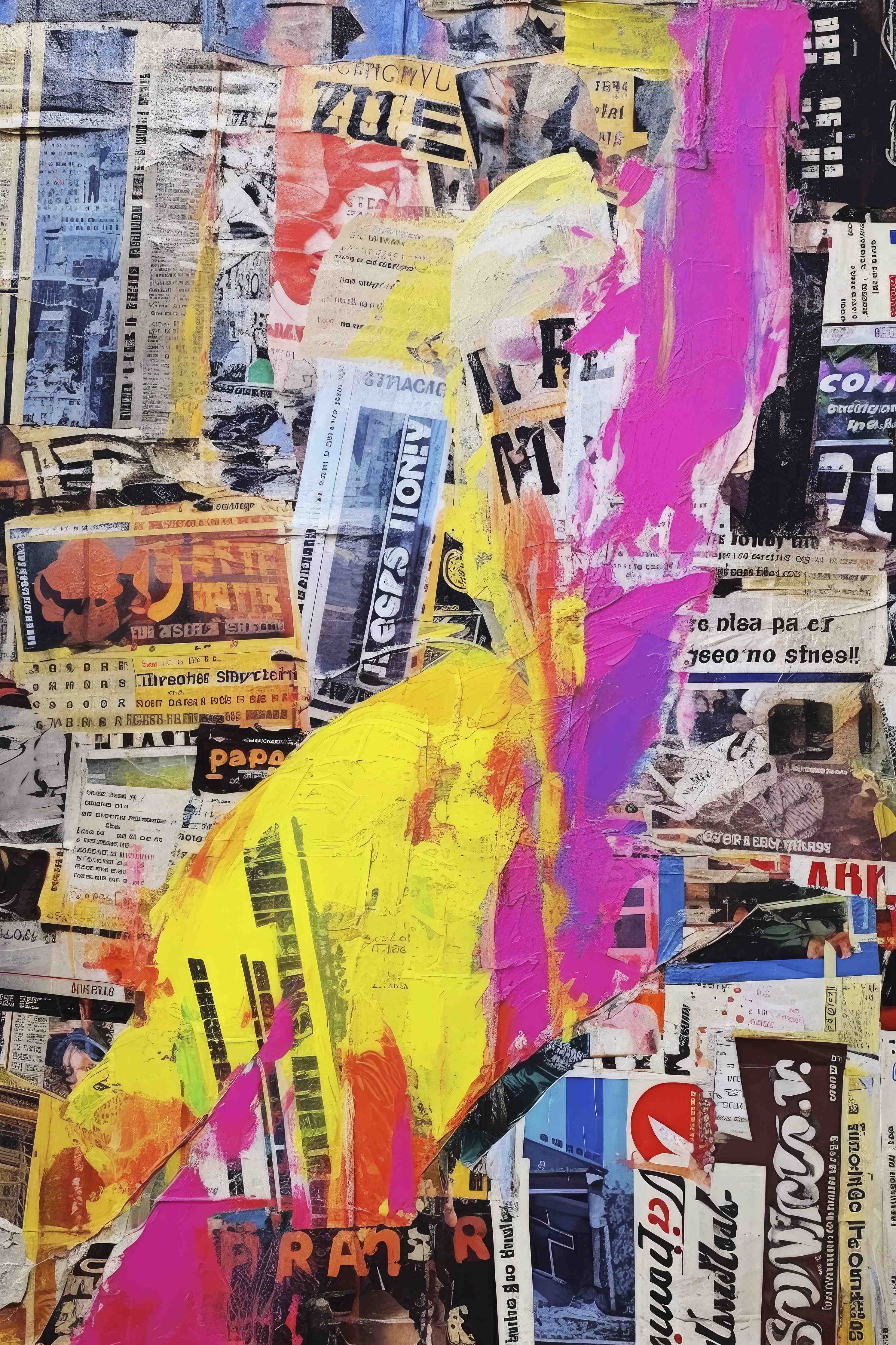 Wandverkleidung Bad-Bunte Papier-Collage Kunst