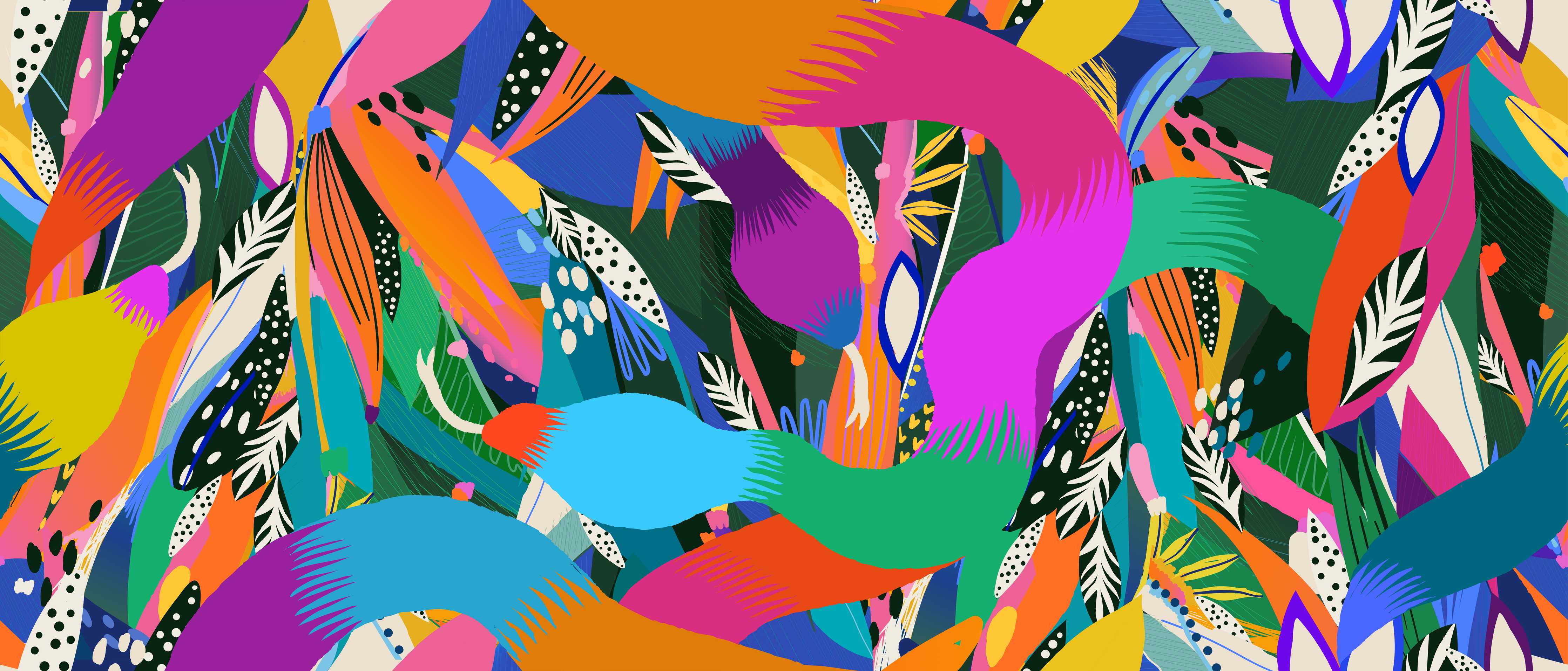 Wandverkleidung Bad-Bunte Tropische Schlangen-Illustration