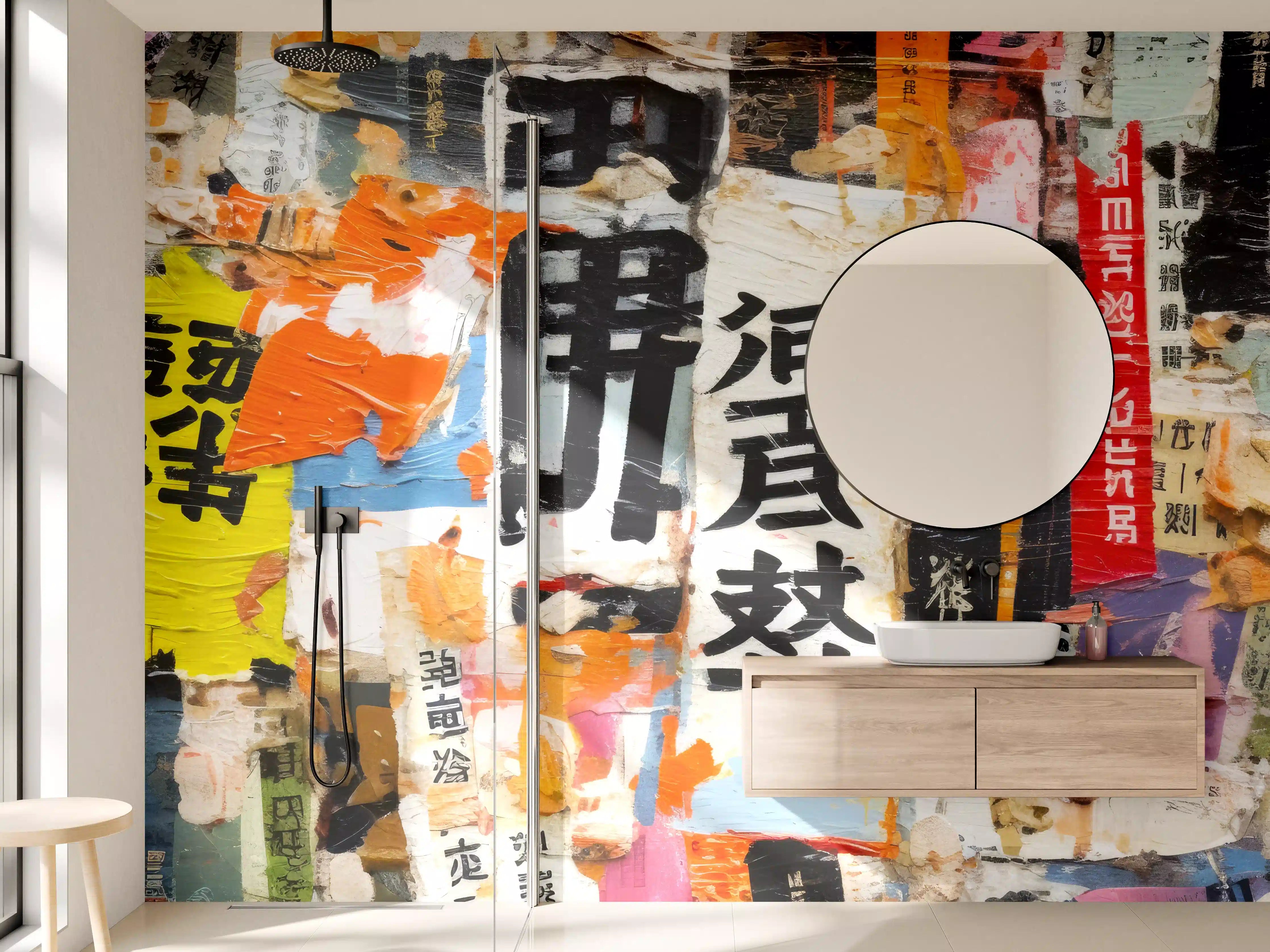 Wandverkleidung Bad - Bunte Urban-Collage Textur
