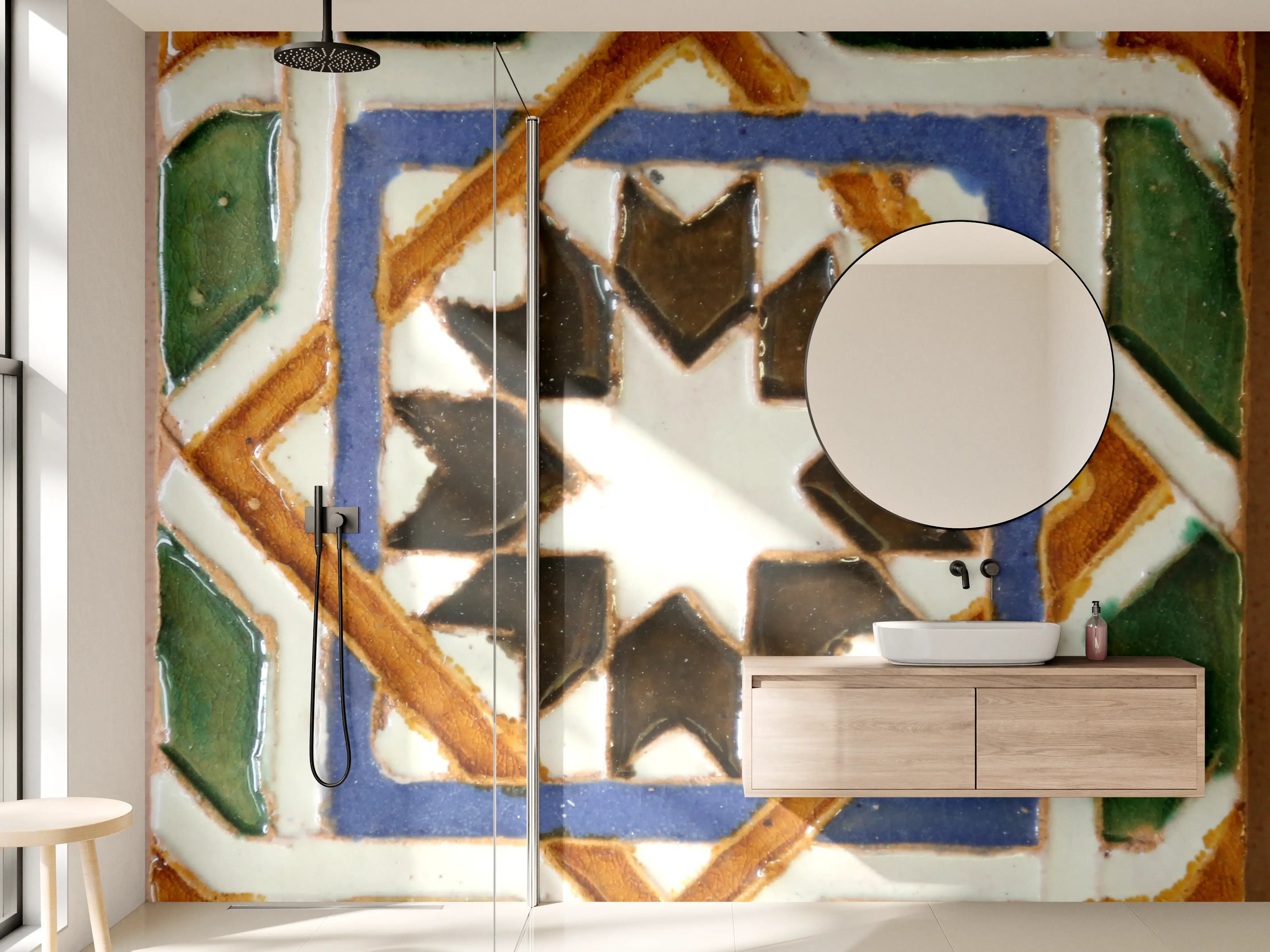 Wandverkleidung Bad - Bunte keramische Fliese im geometrischenDesign