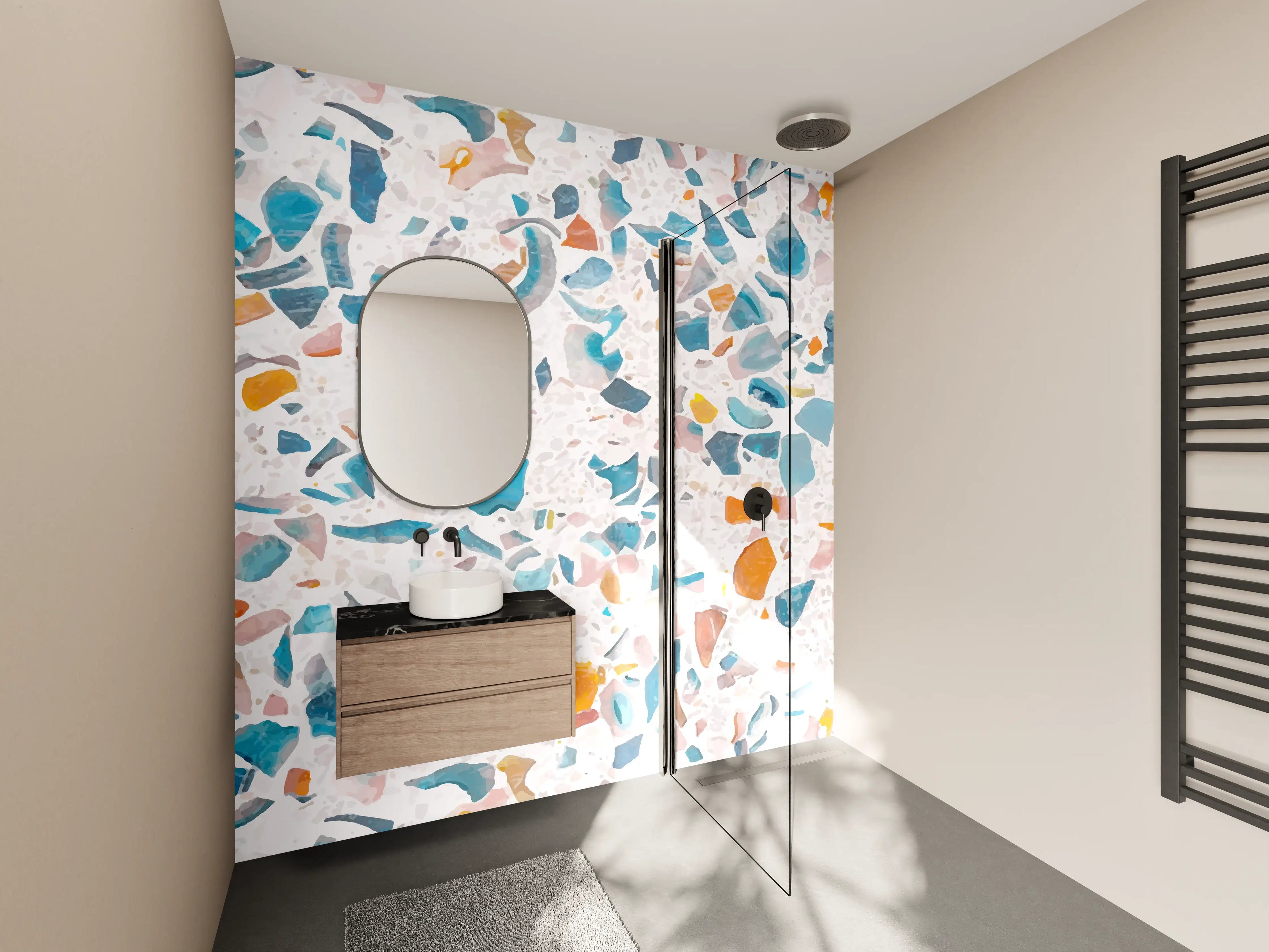 Wandverkleidung Bad - Bunter Terrazzo Designbelag