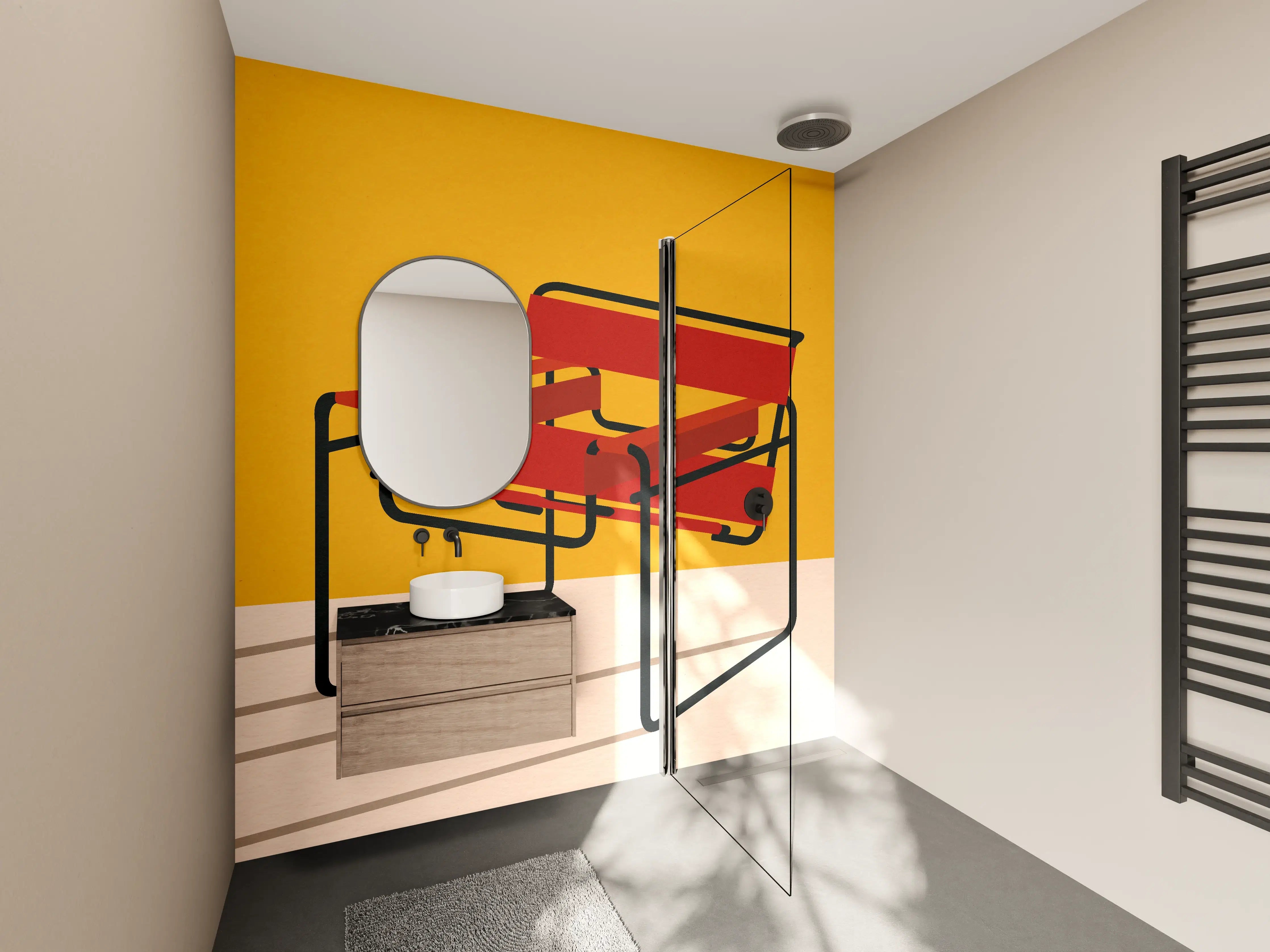 Wandverkleidung Bad - Bunter Wassily Chair Poster