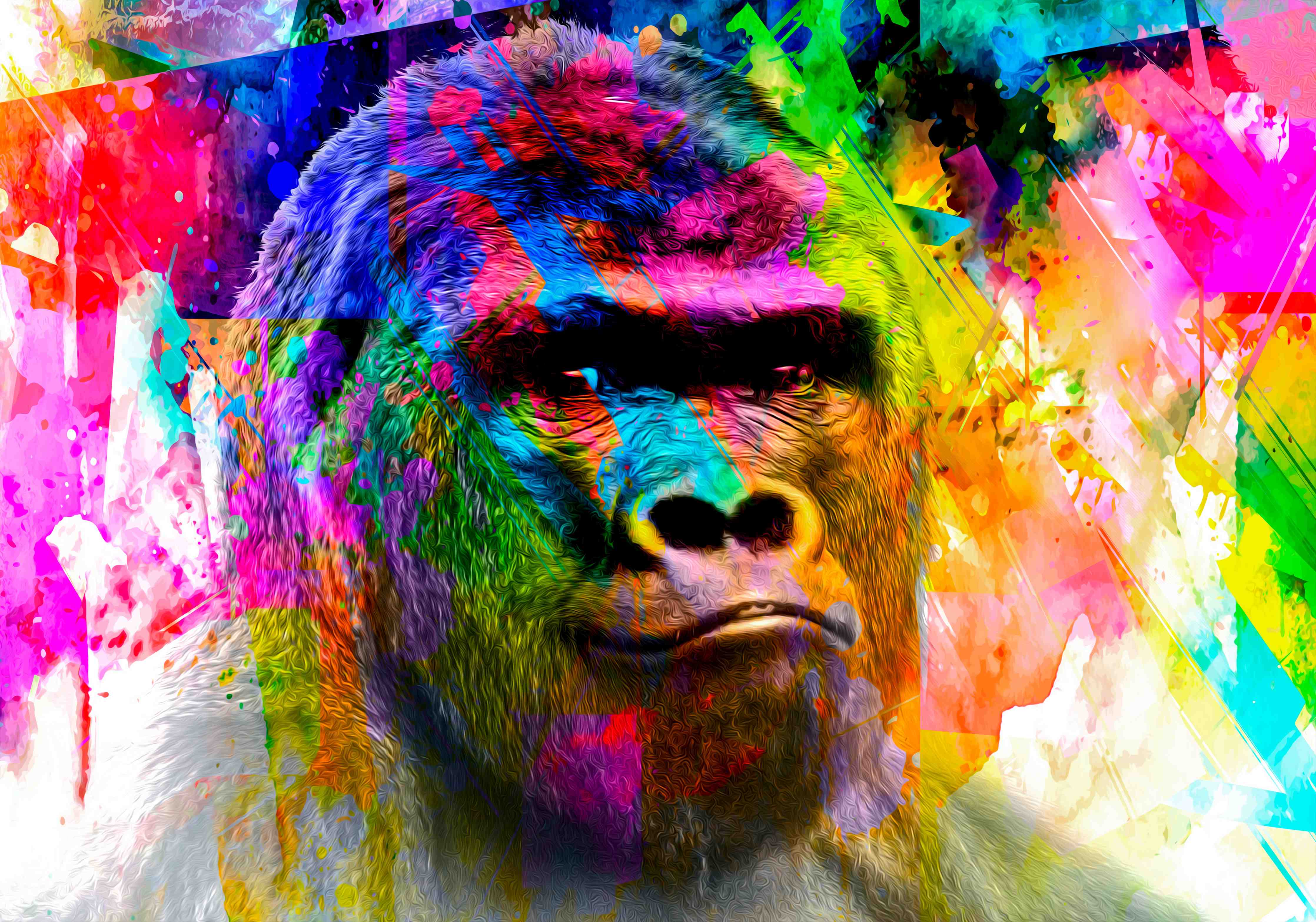 Wandverkleidung Bad-Bunter abstrakter Gorillakopf
