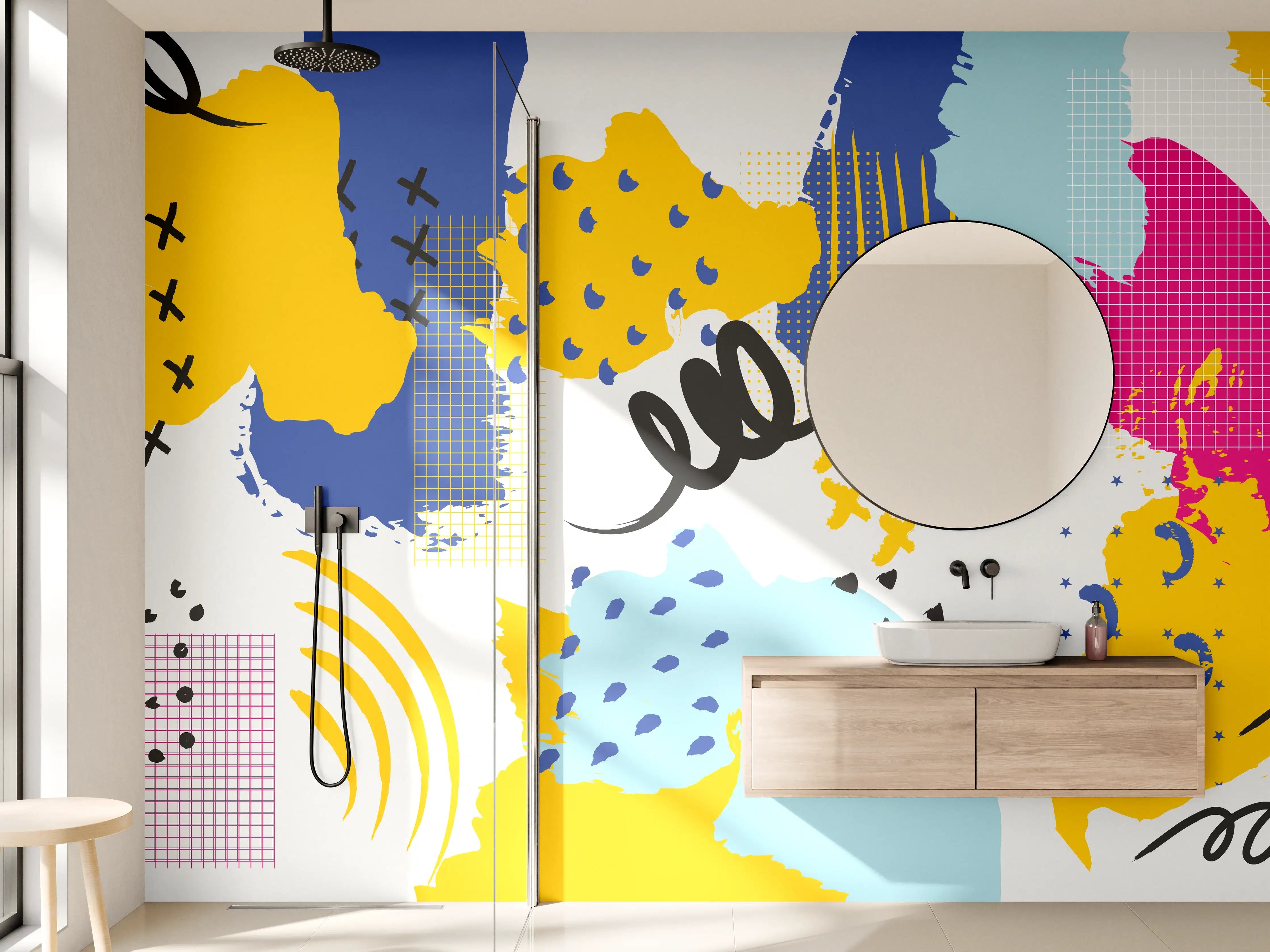 Wandverkleidung Bad - Buntes Abstrakt-Muster Design