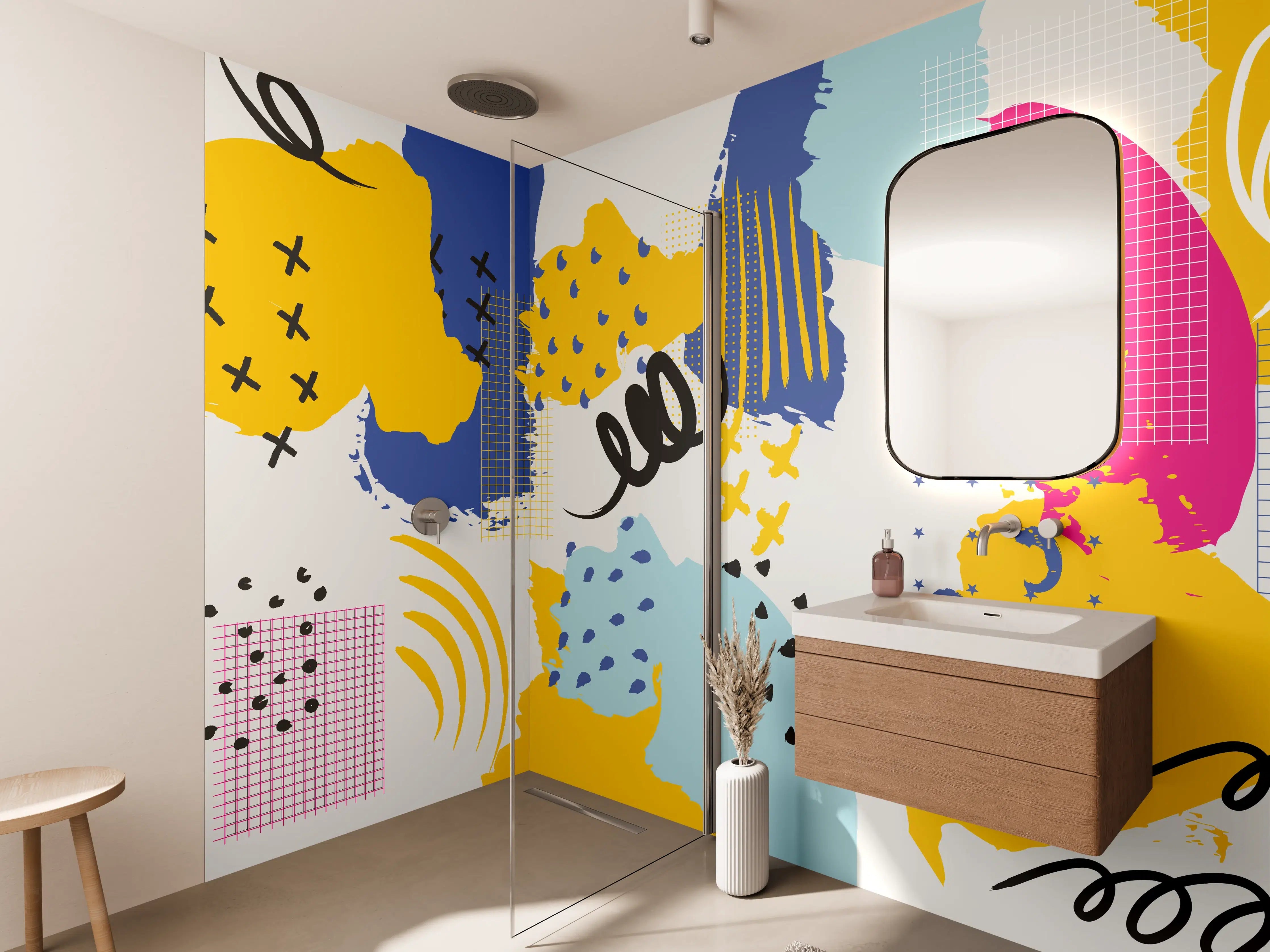 Wandverkleidung Bad - Buntes Abstrakt-Muster Design