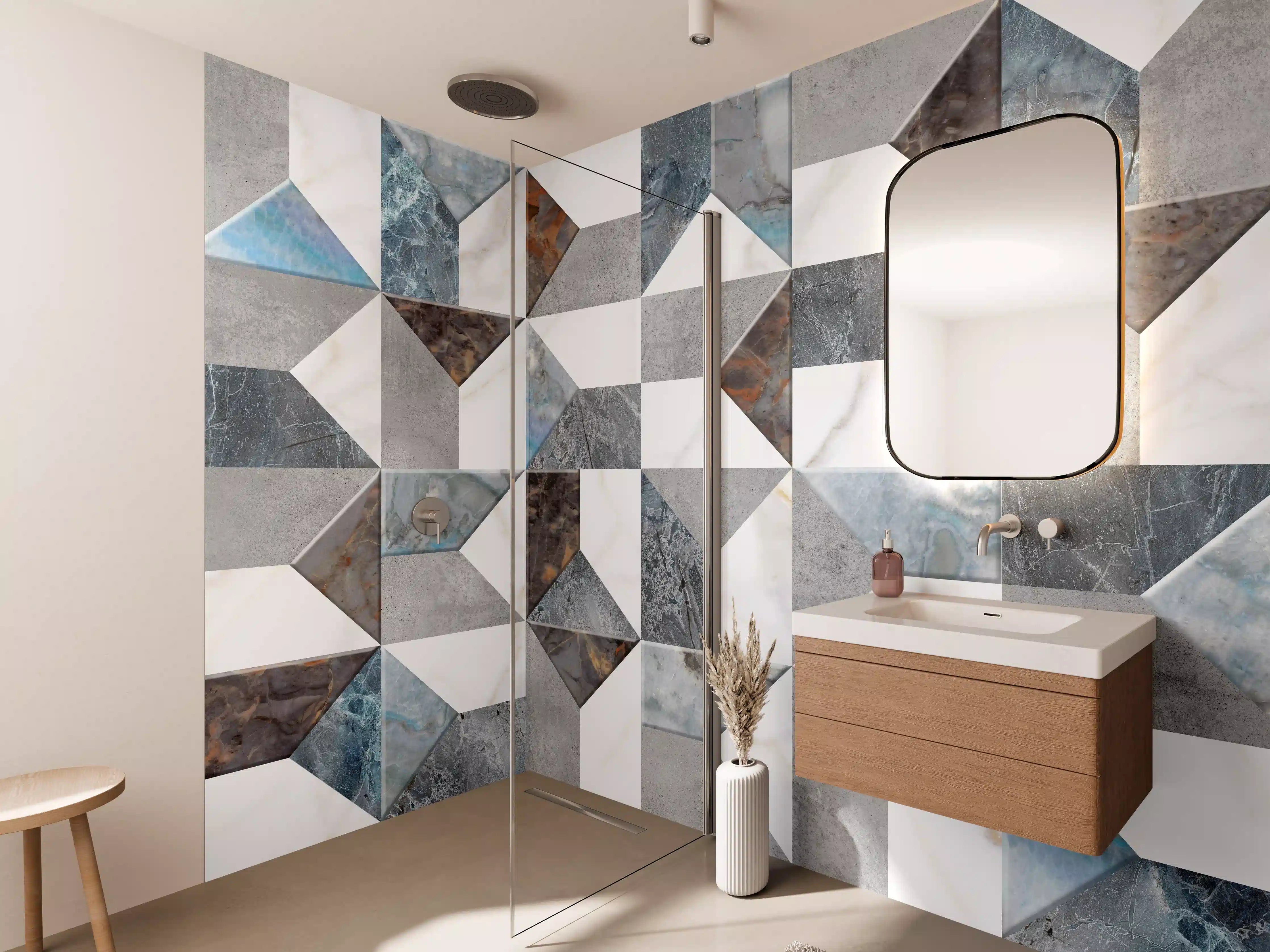 Wandverkleidung Bad - Buntes Fliesenmuster