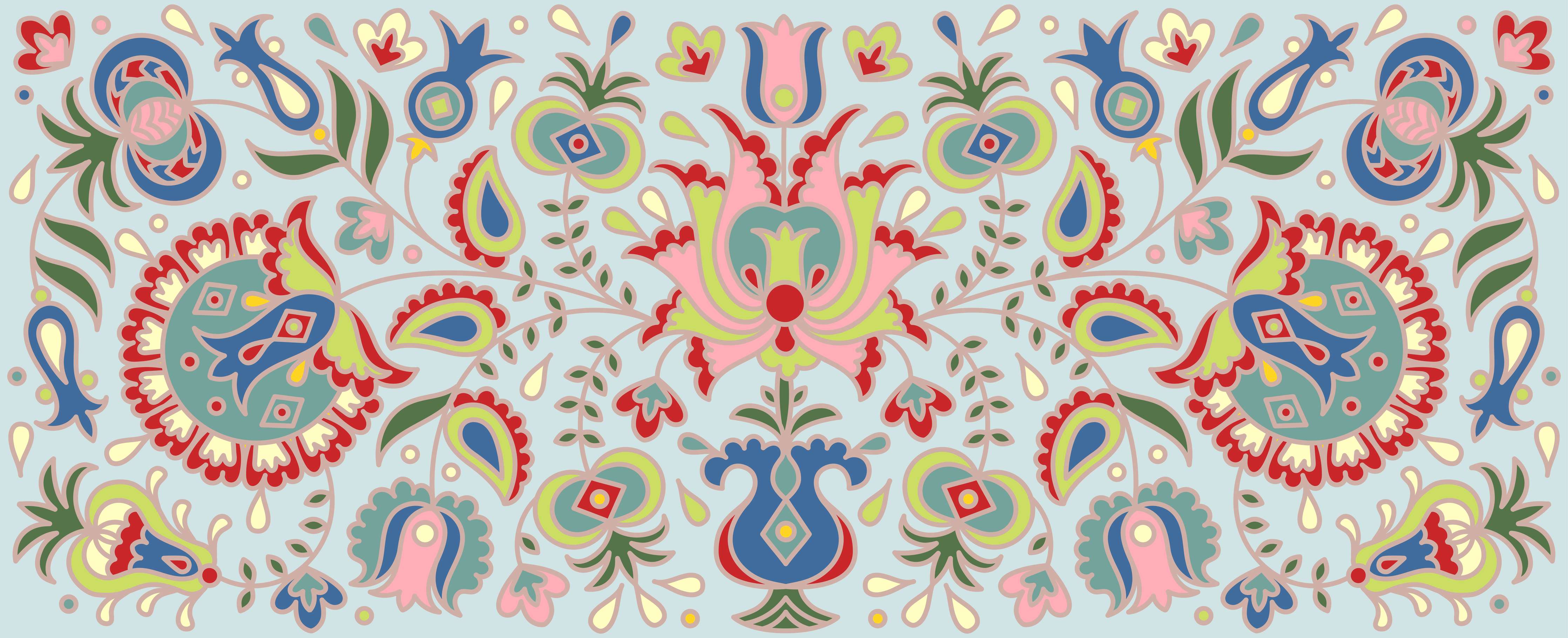 Wandverkleidung Bad-Buntes Floral-Print-Muster