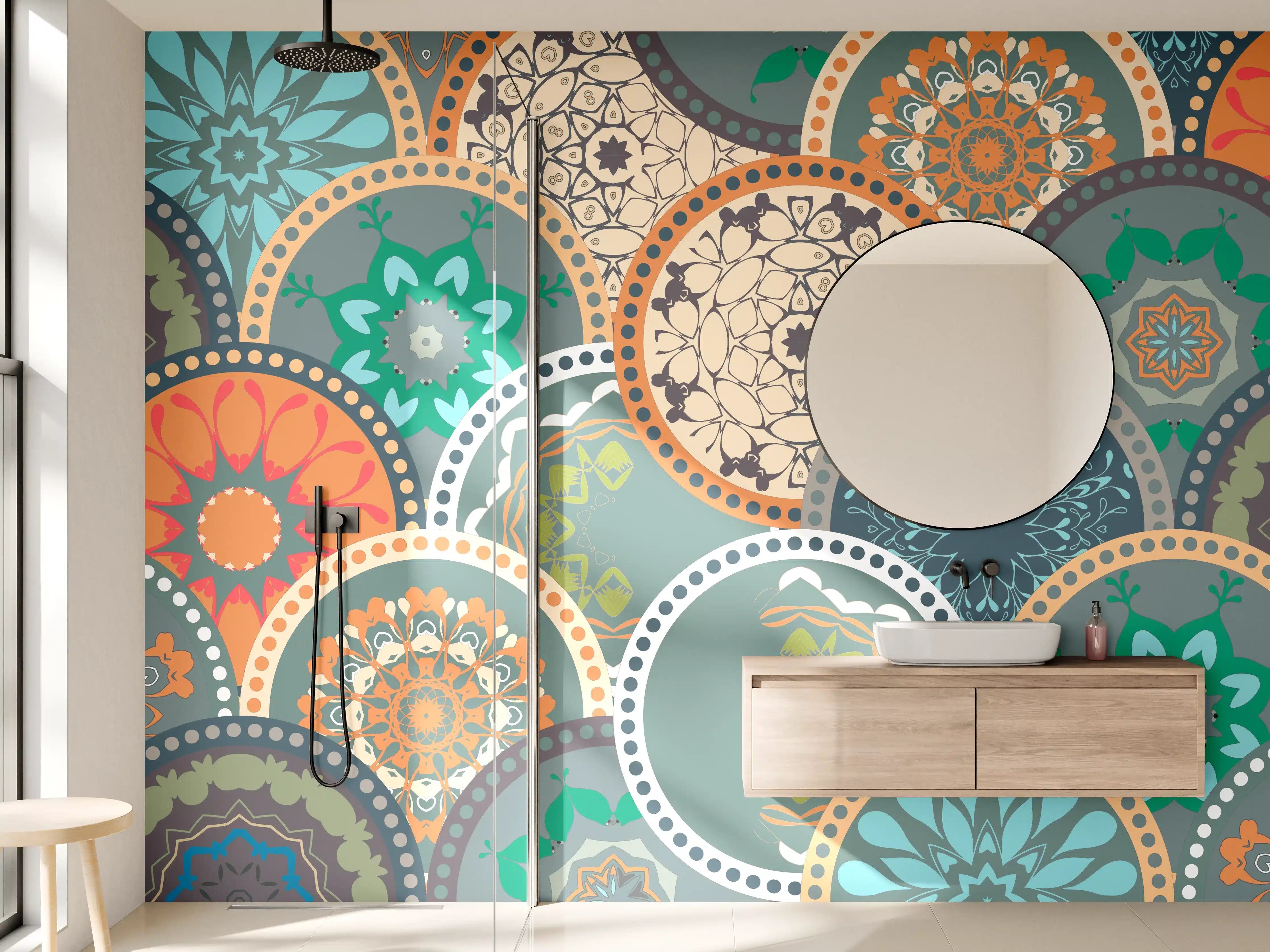 Wandverkleidung Bad - Buntes Muster Mandala Design