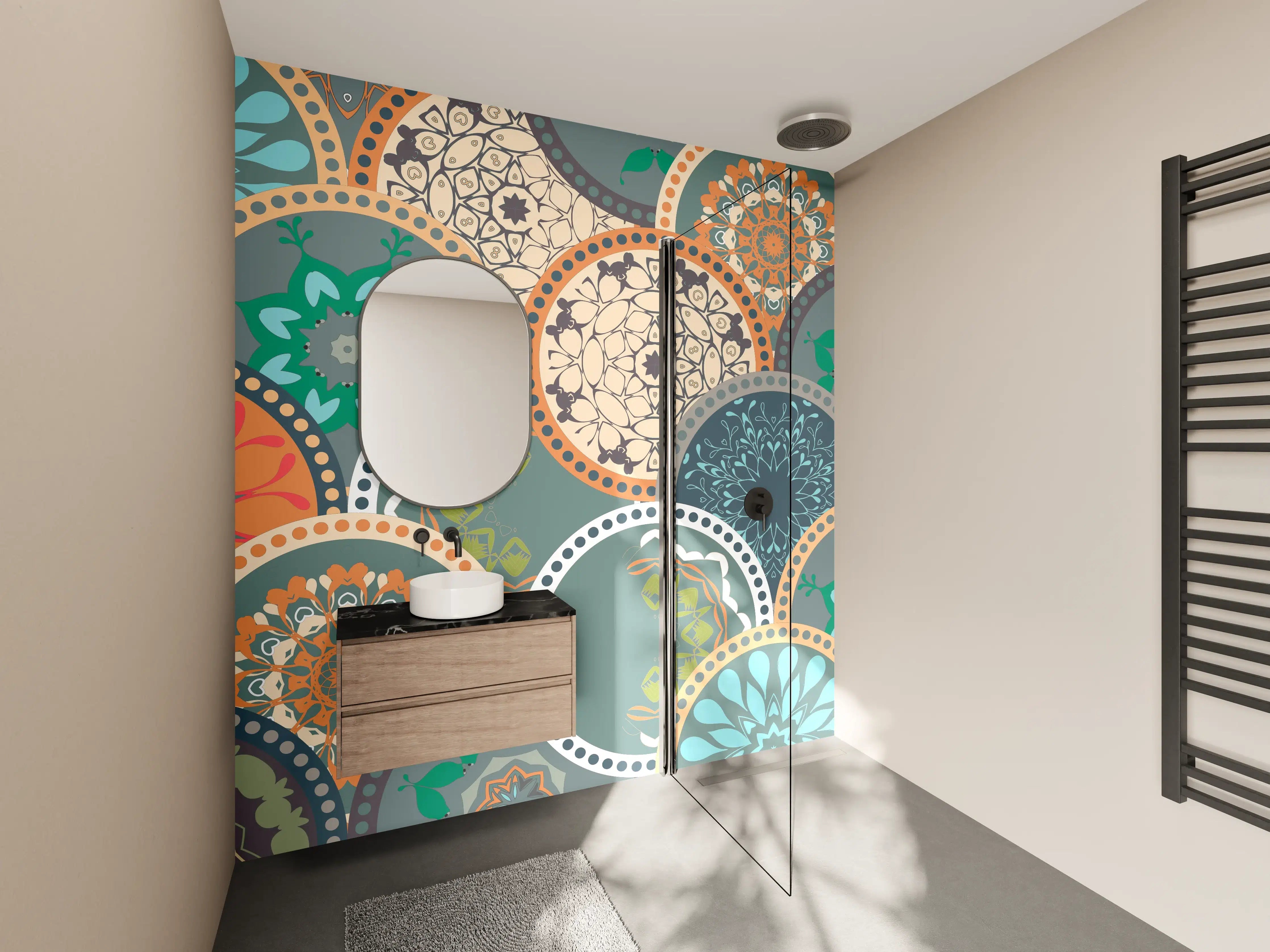 Wandverkleidung Bad - Buntes Muster Mandala Design