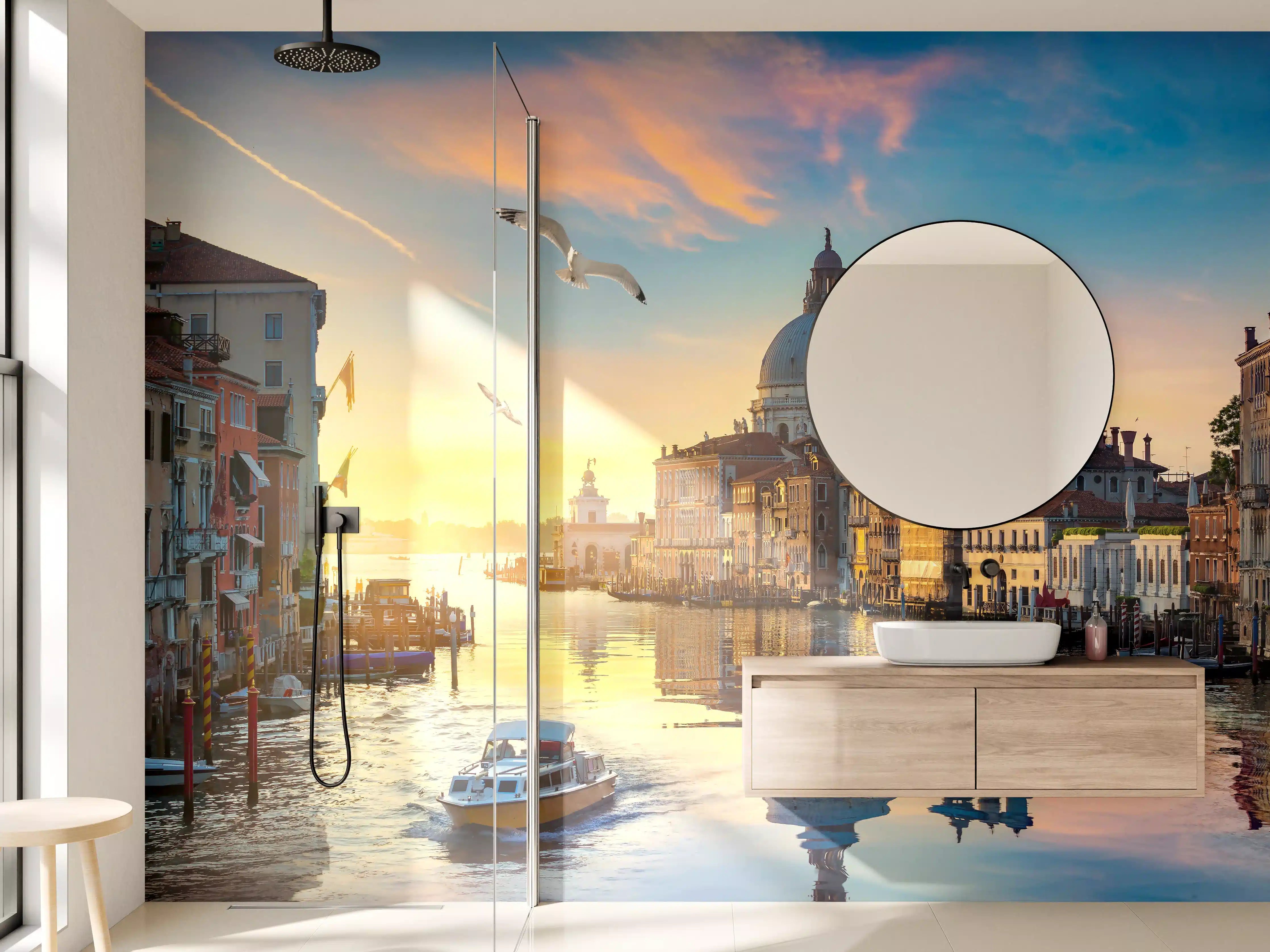 Wandverkleidung Bad - Canal Grande bei Abendlicht