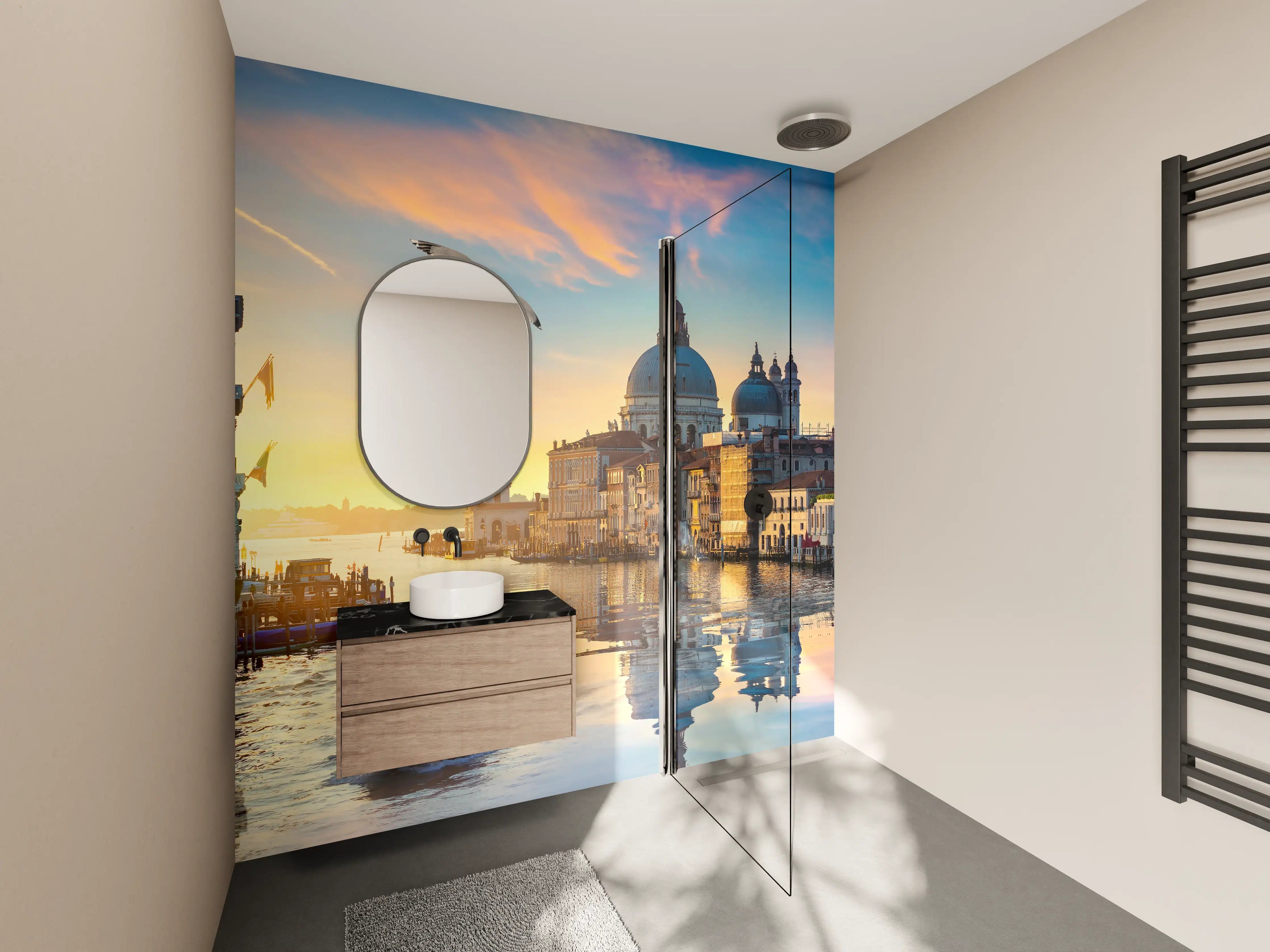 Wandverkleidung Bad - Canal Grande bei Abendlicht