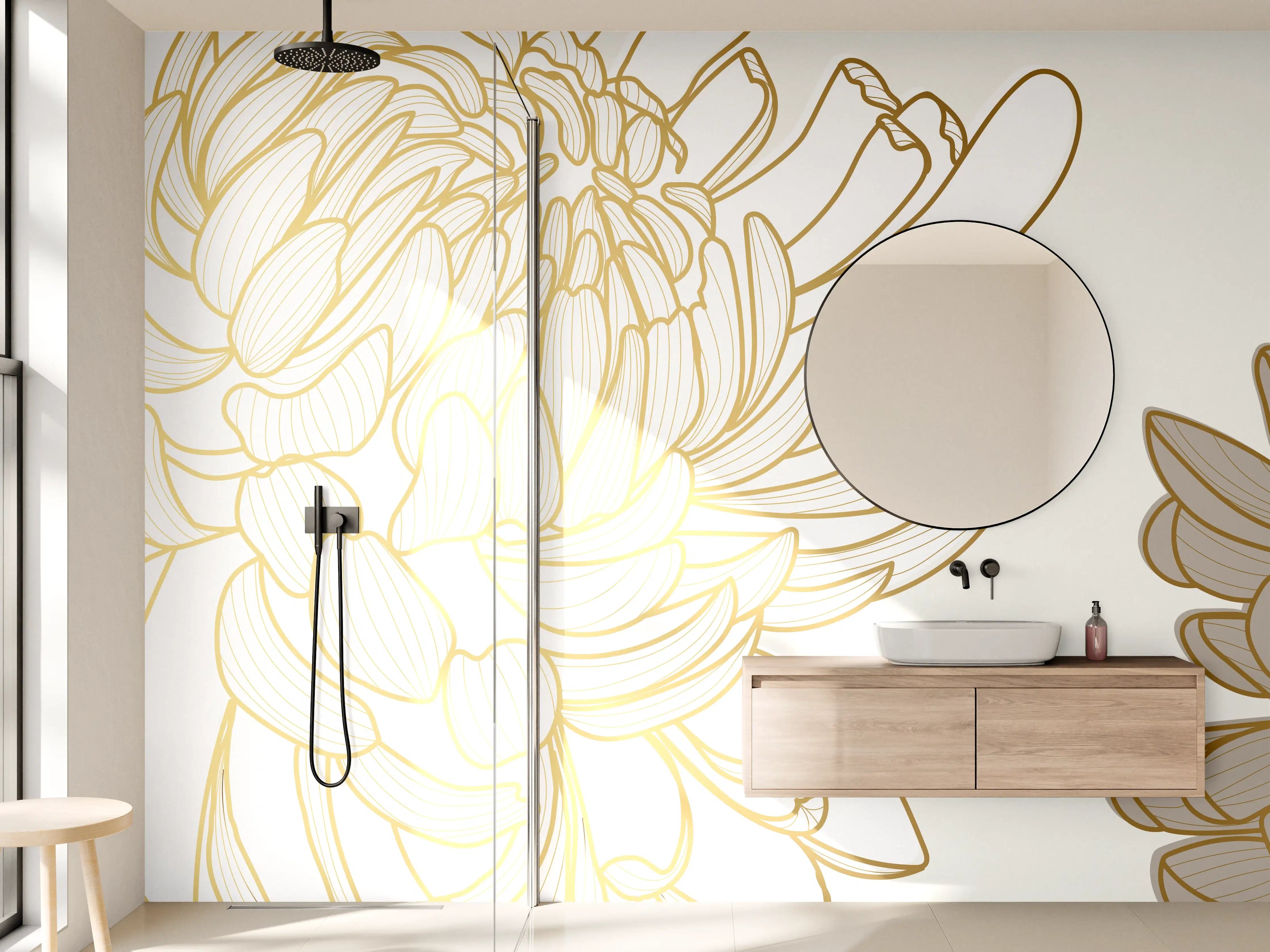 Wandverkleidung Bad - Chic Cream Floral Illustration