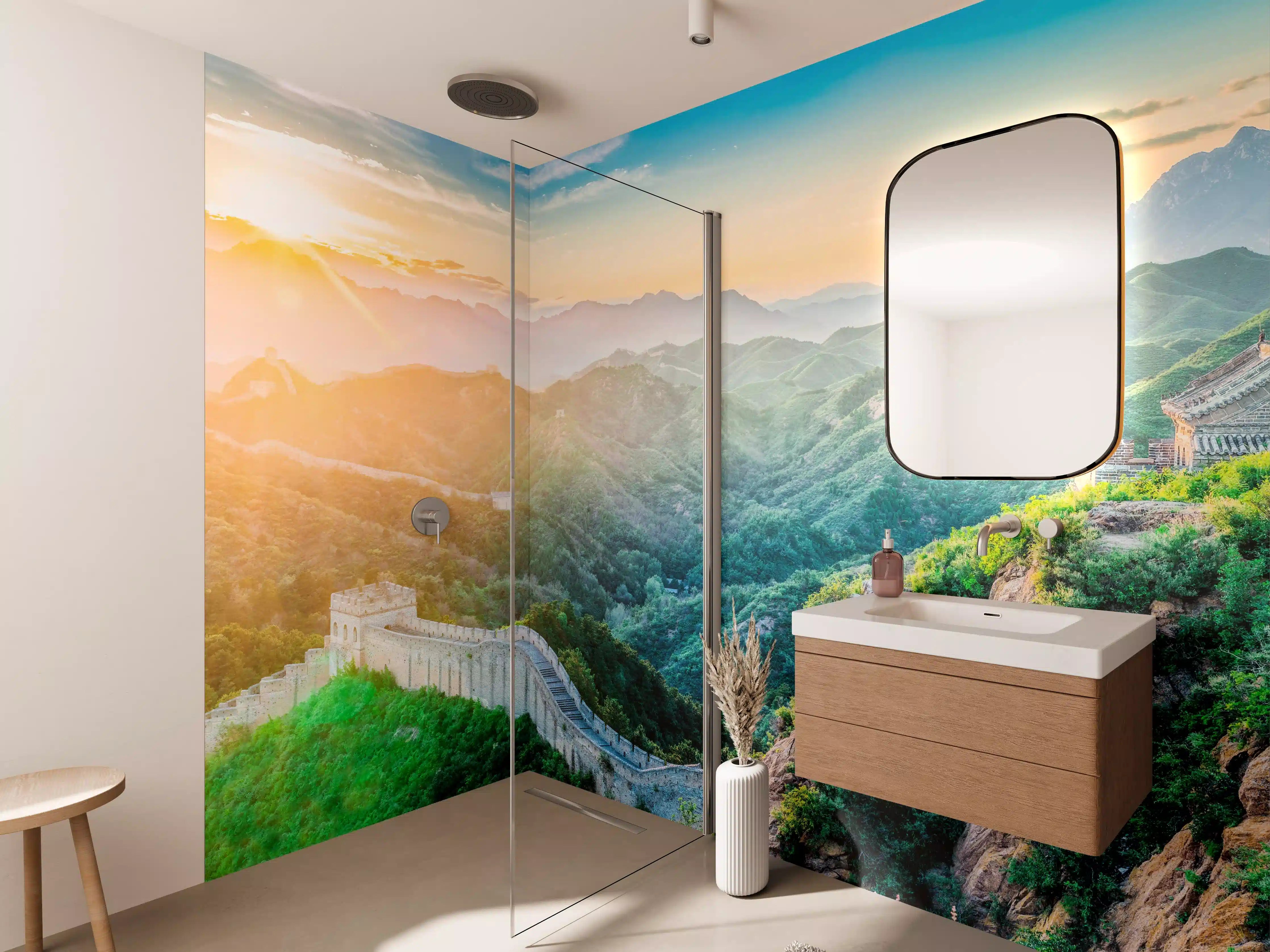 Wandverkleidung Bad - Chinesische Mauer Panorama Sonnenaufgang