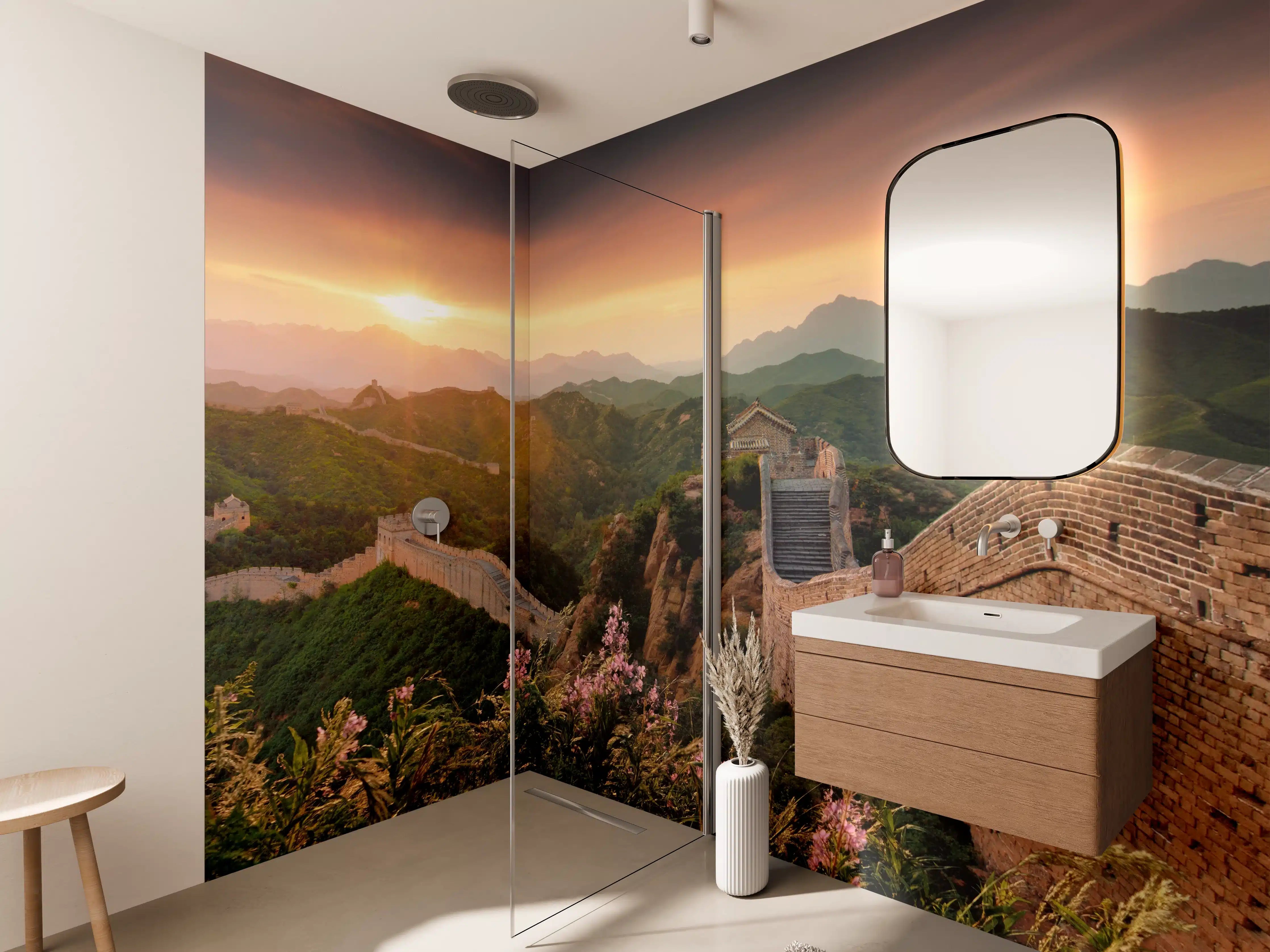 Wandverkleidung Bad - Chinesische Mauer bei Sonnenuntergang
