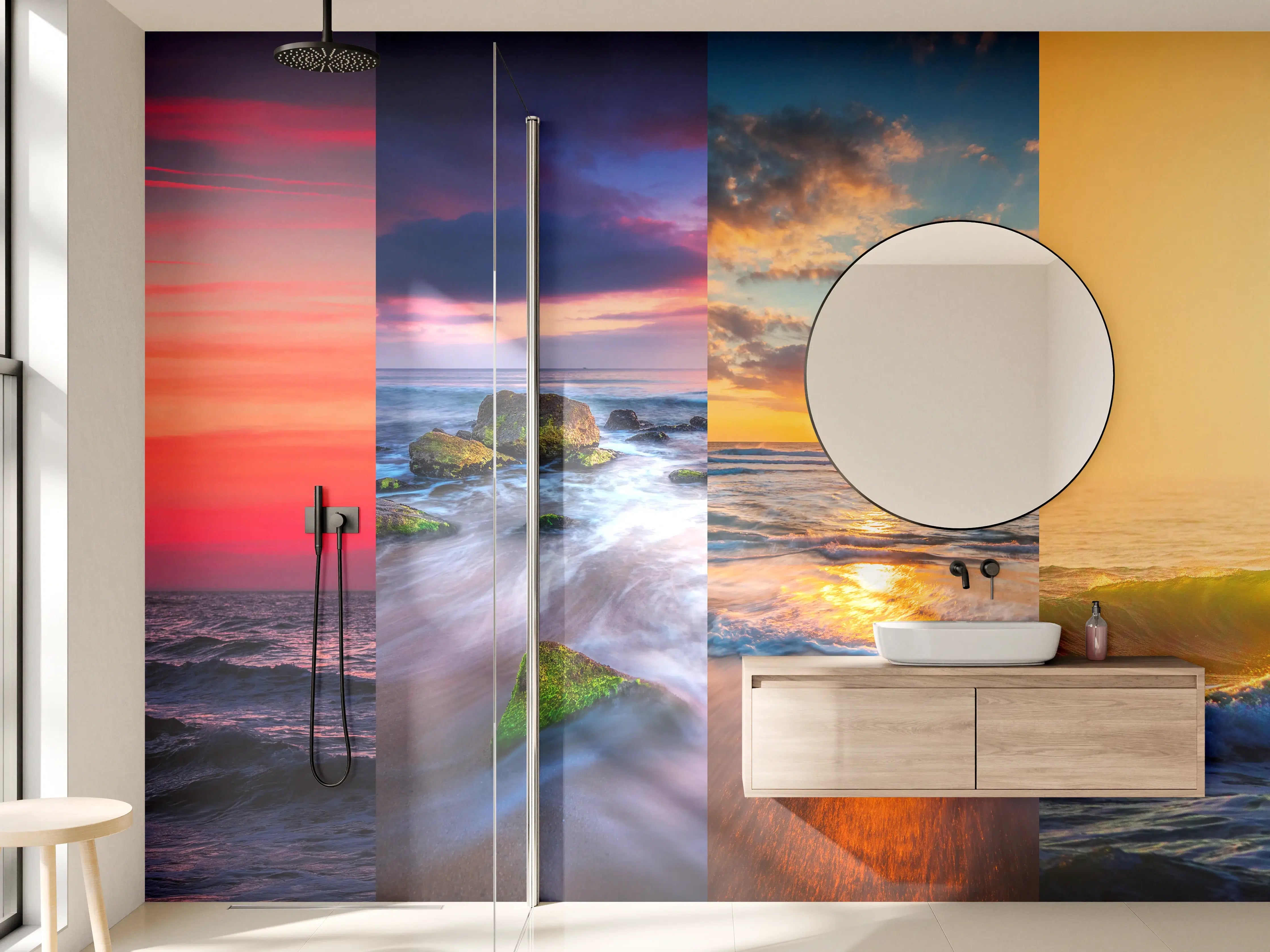 Wandverkleidung Bad - Collage von Sommer Meer und Strand Bilder