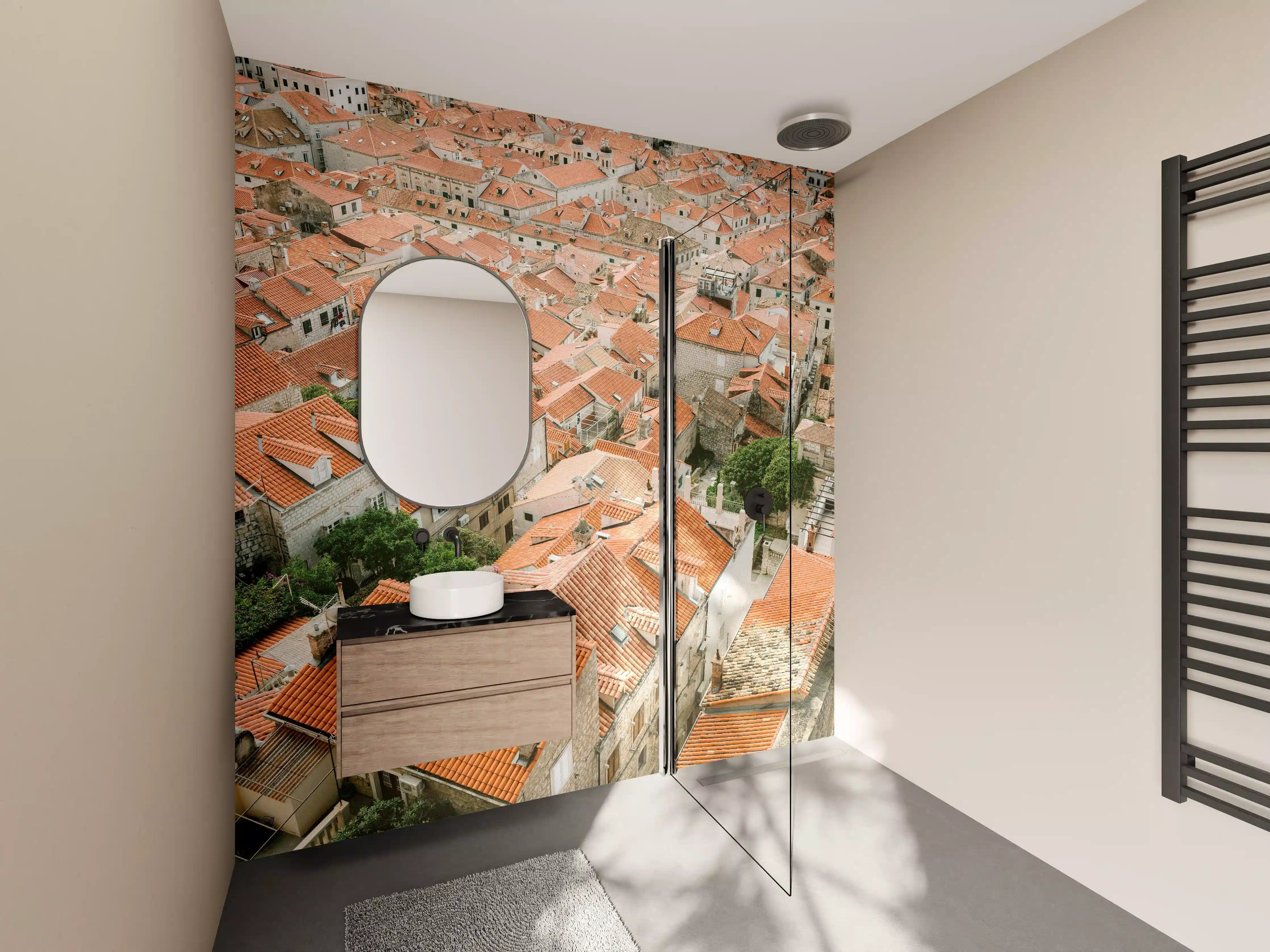 Wandverkleidung Bad - Dächer von Dubrovnik, Kroatien