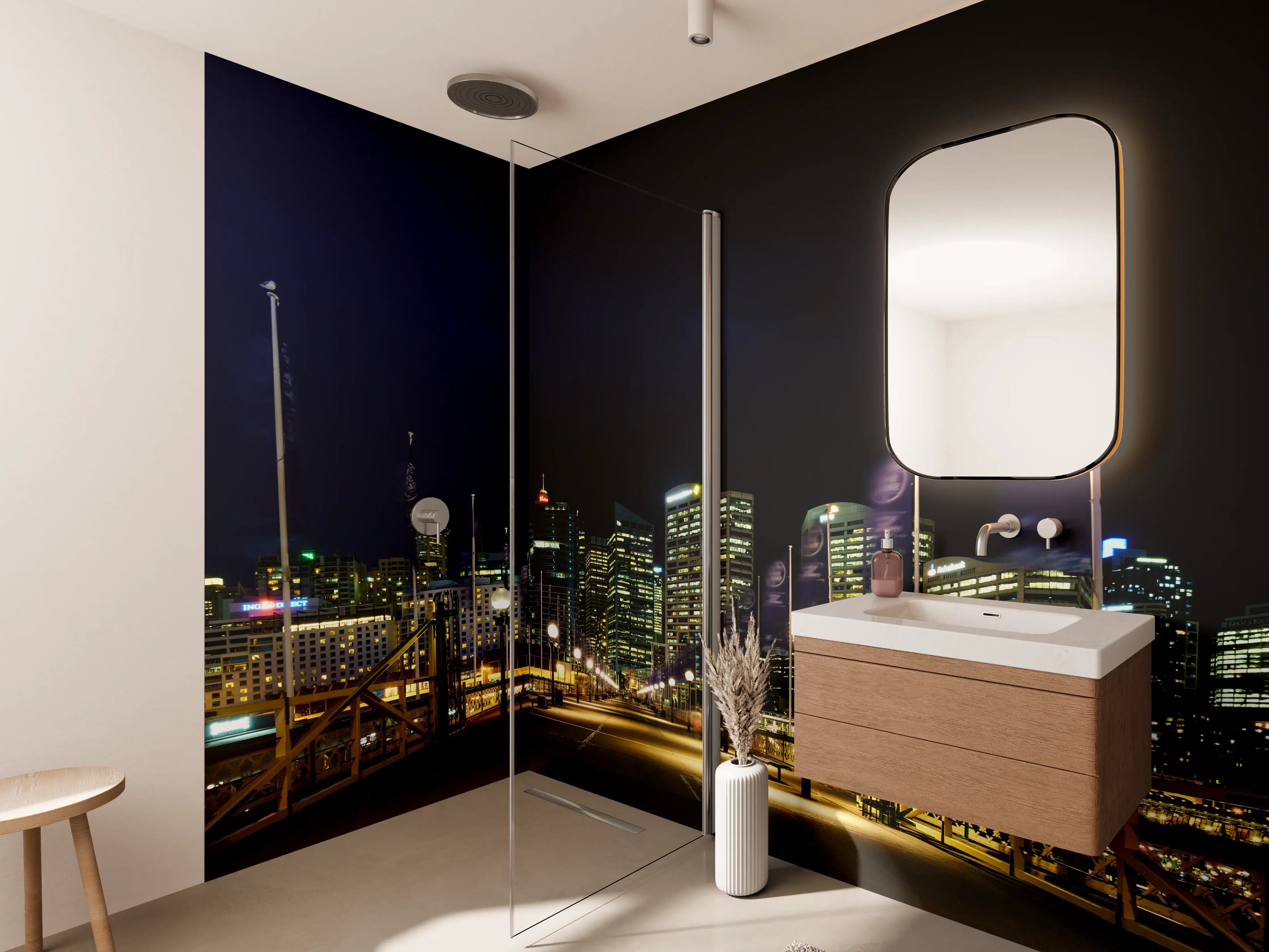 Wandverkleidung Bad - Darling Harbour bei Nacht