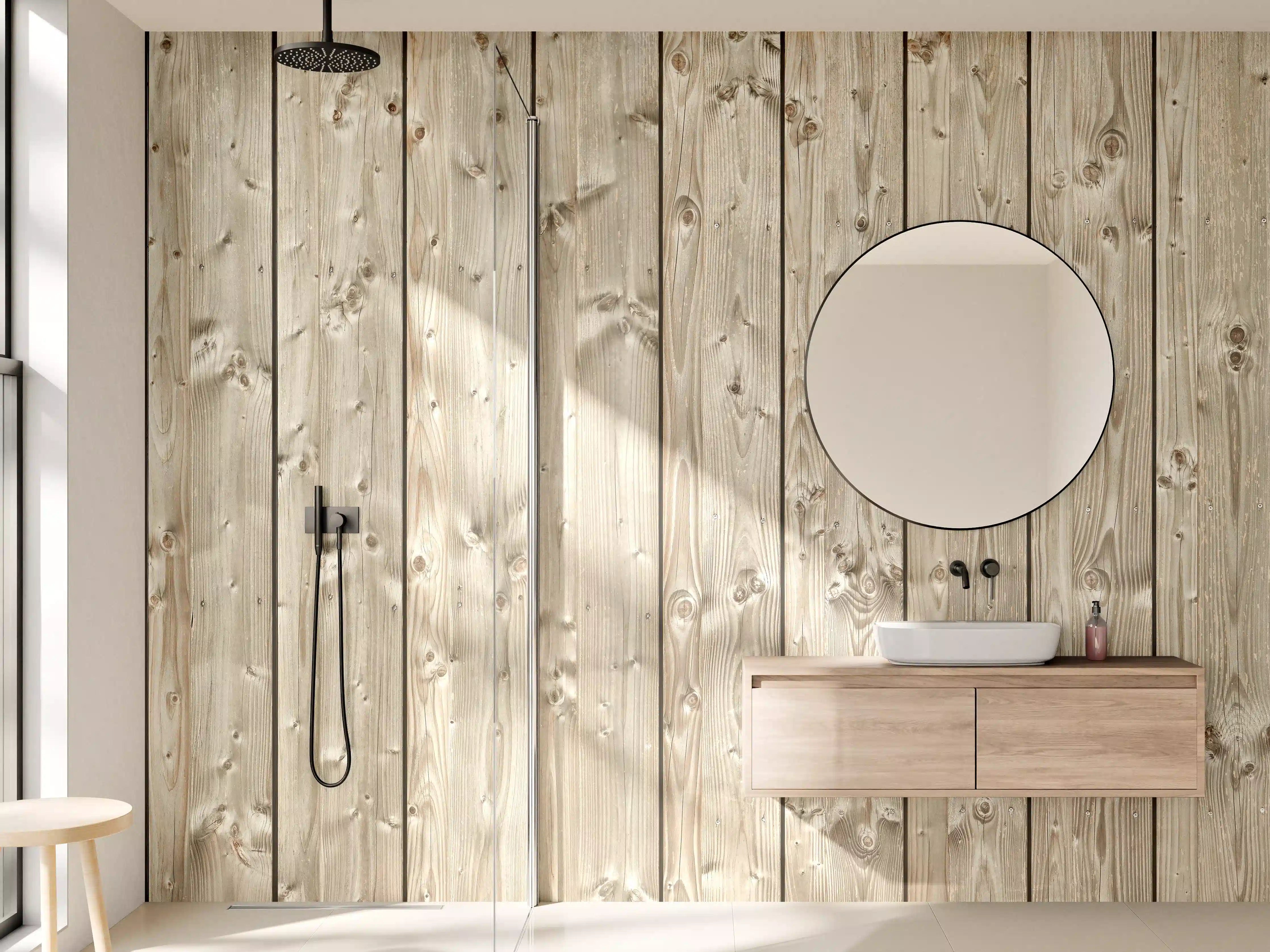 Wandverkleidung Bad - Dekorative Holztextur