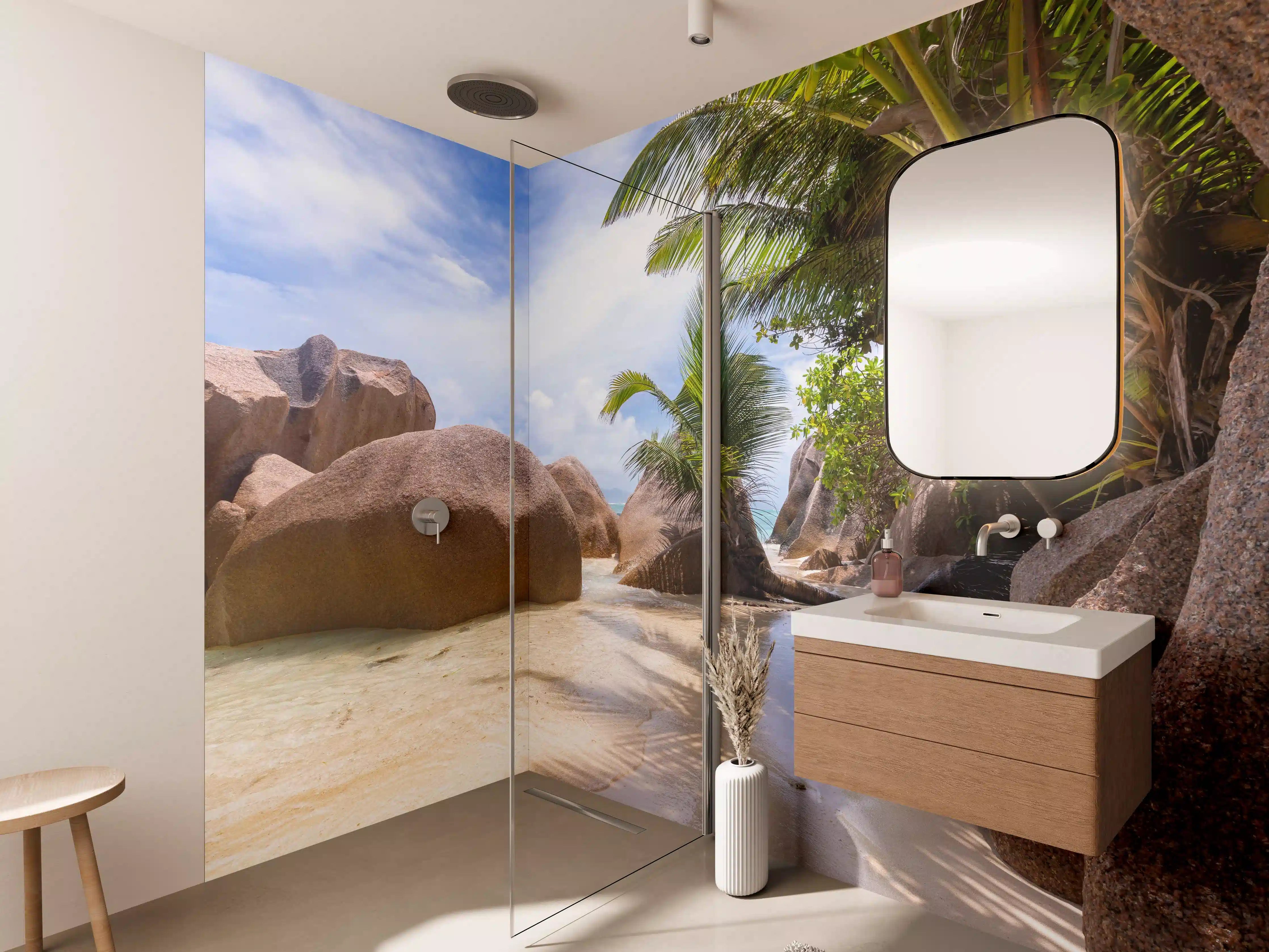 Wandverkleidung Bad - Der Traumstrand - Anse Source d Argent