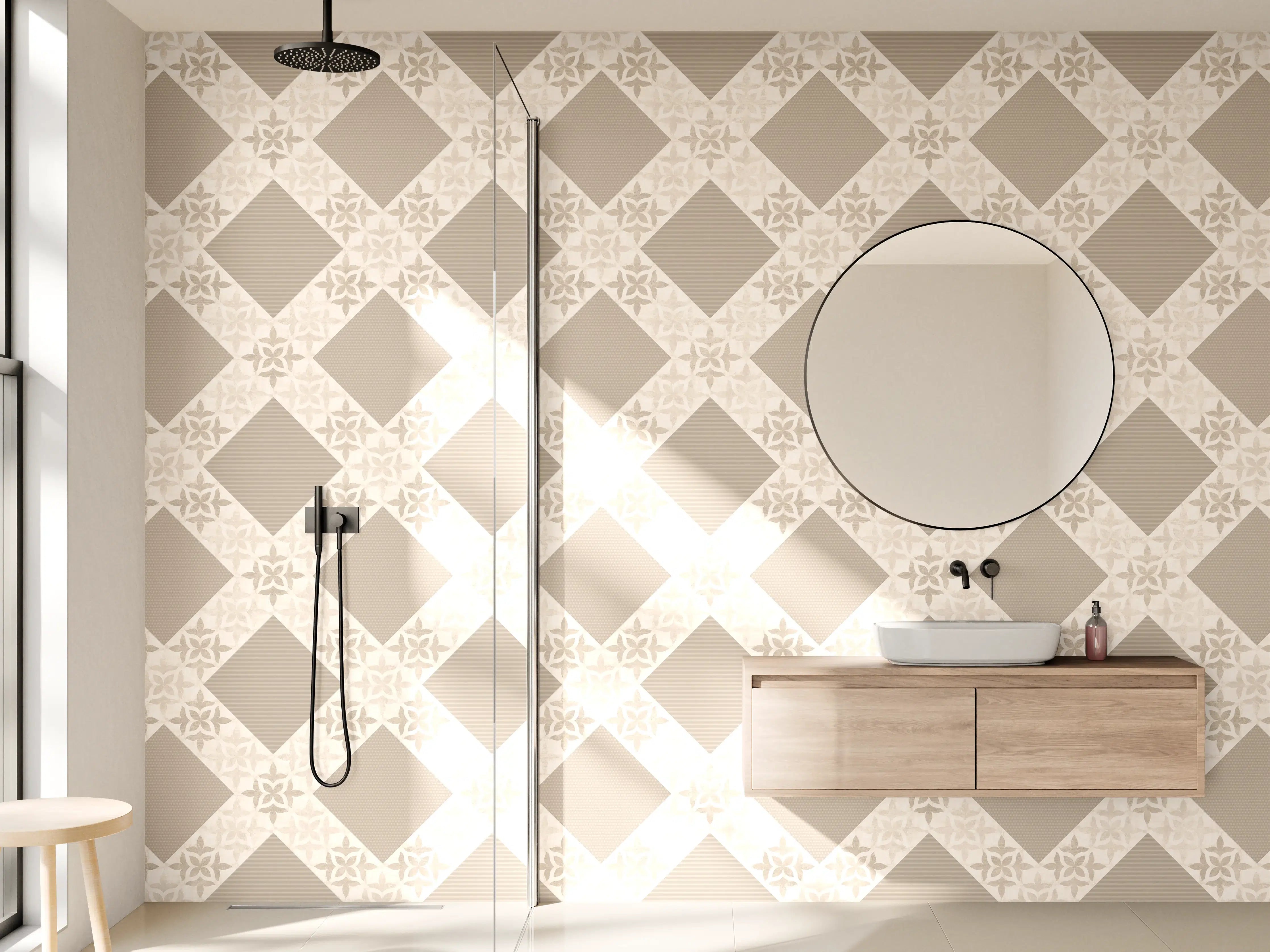Wandverkleidung Bad - Design im Ornament Muster