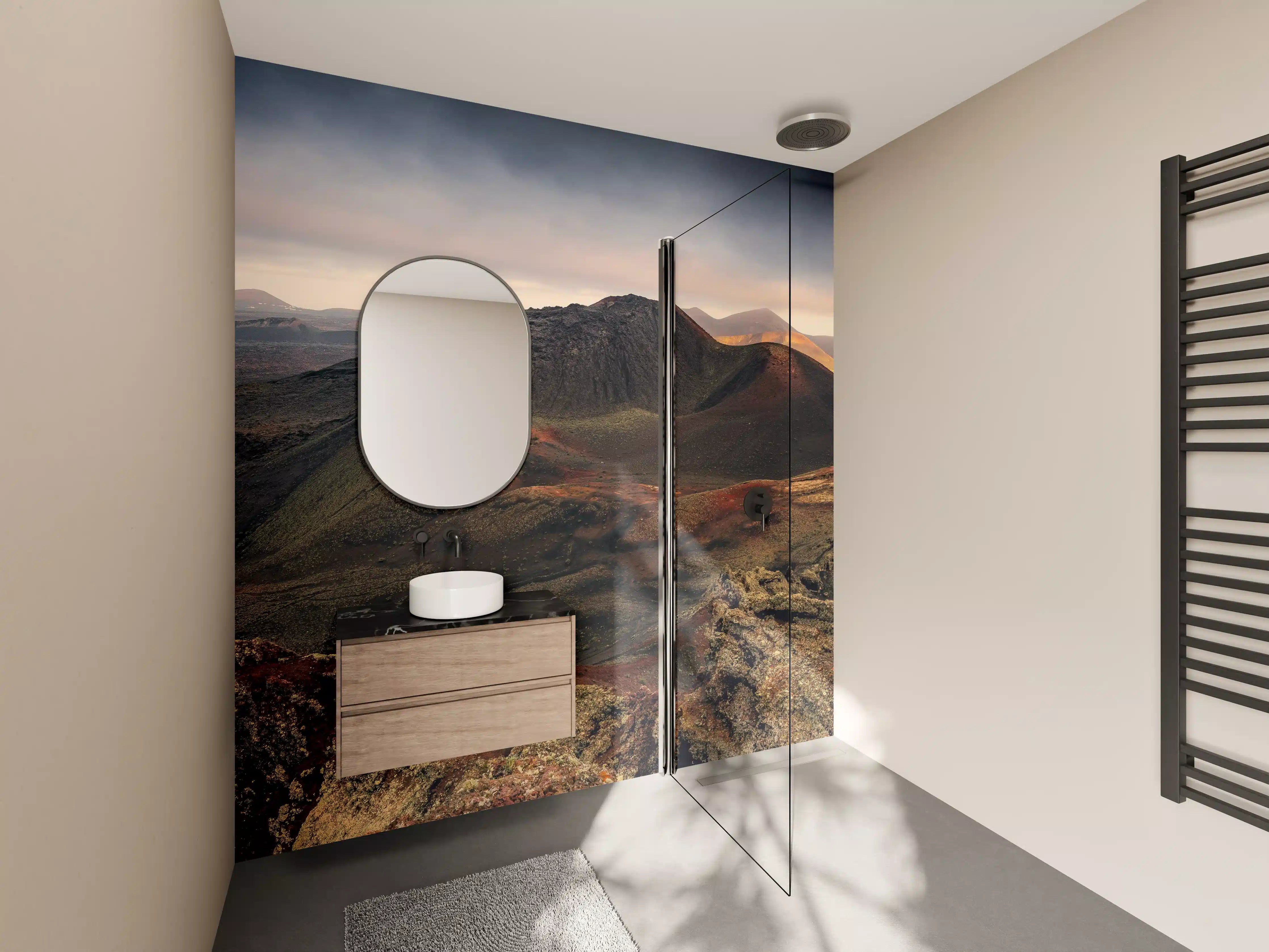 Wandverkleidung Bad - Dramatische Vulkan-Landschaft Lanzarote