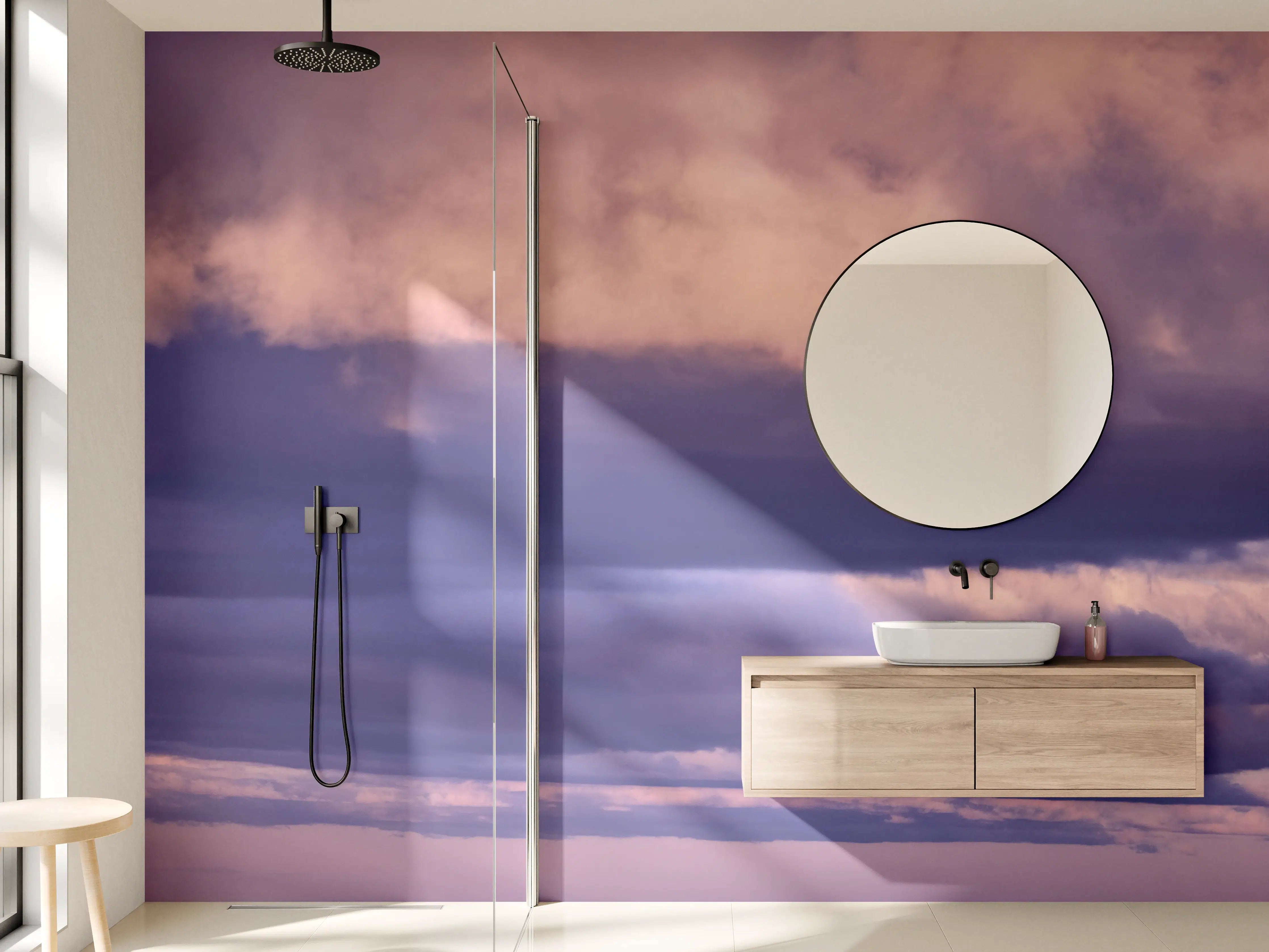 Wandverkleidung Bad - Dramatischer Himmel mit violetten Wolken