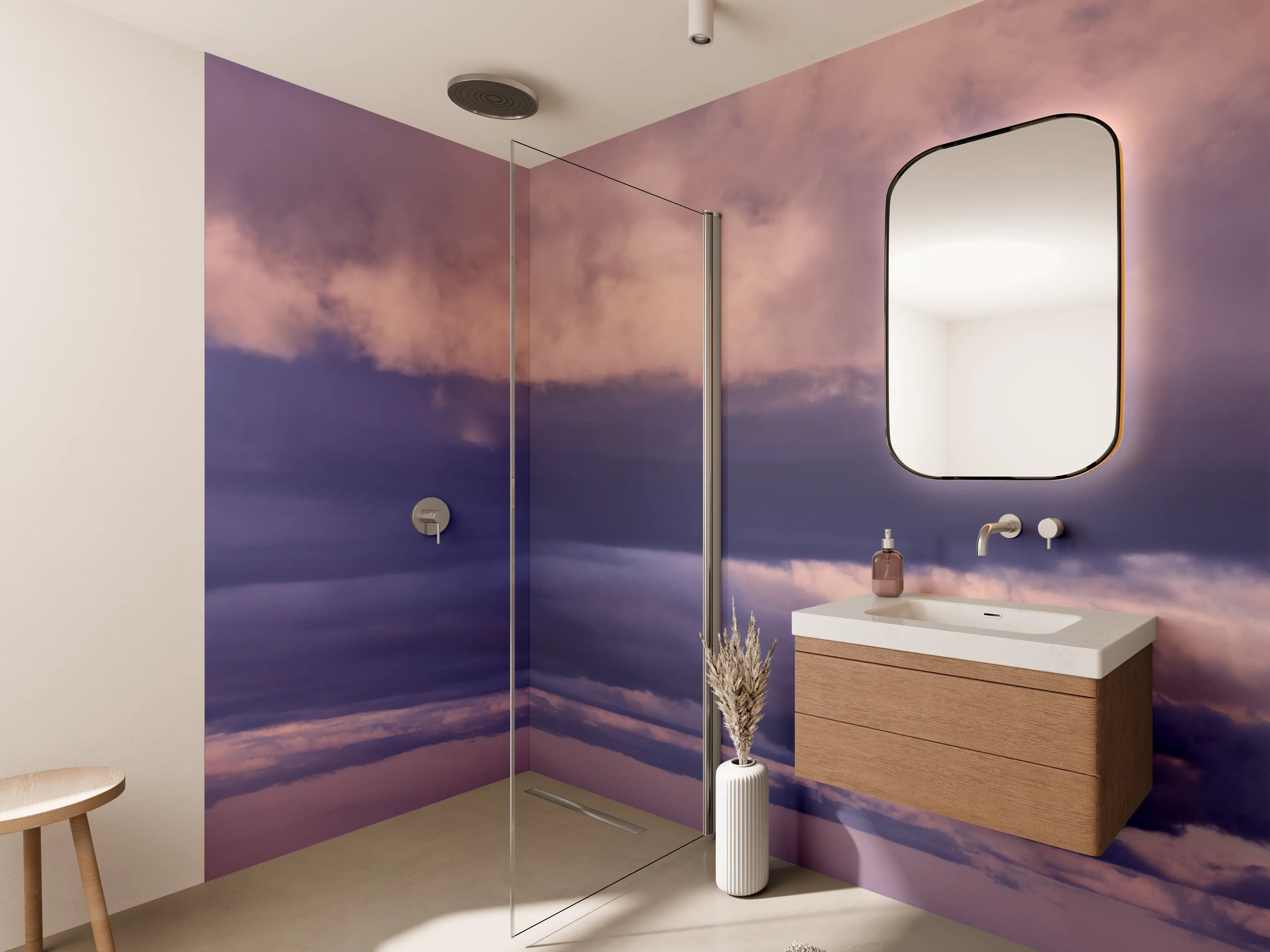 Wandverkleidung Bad - Dramatischer Himmel mit violetten Wolken