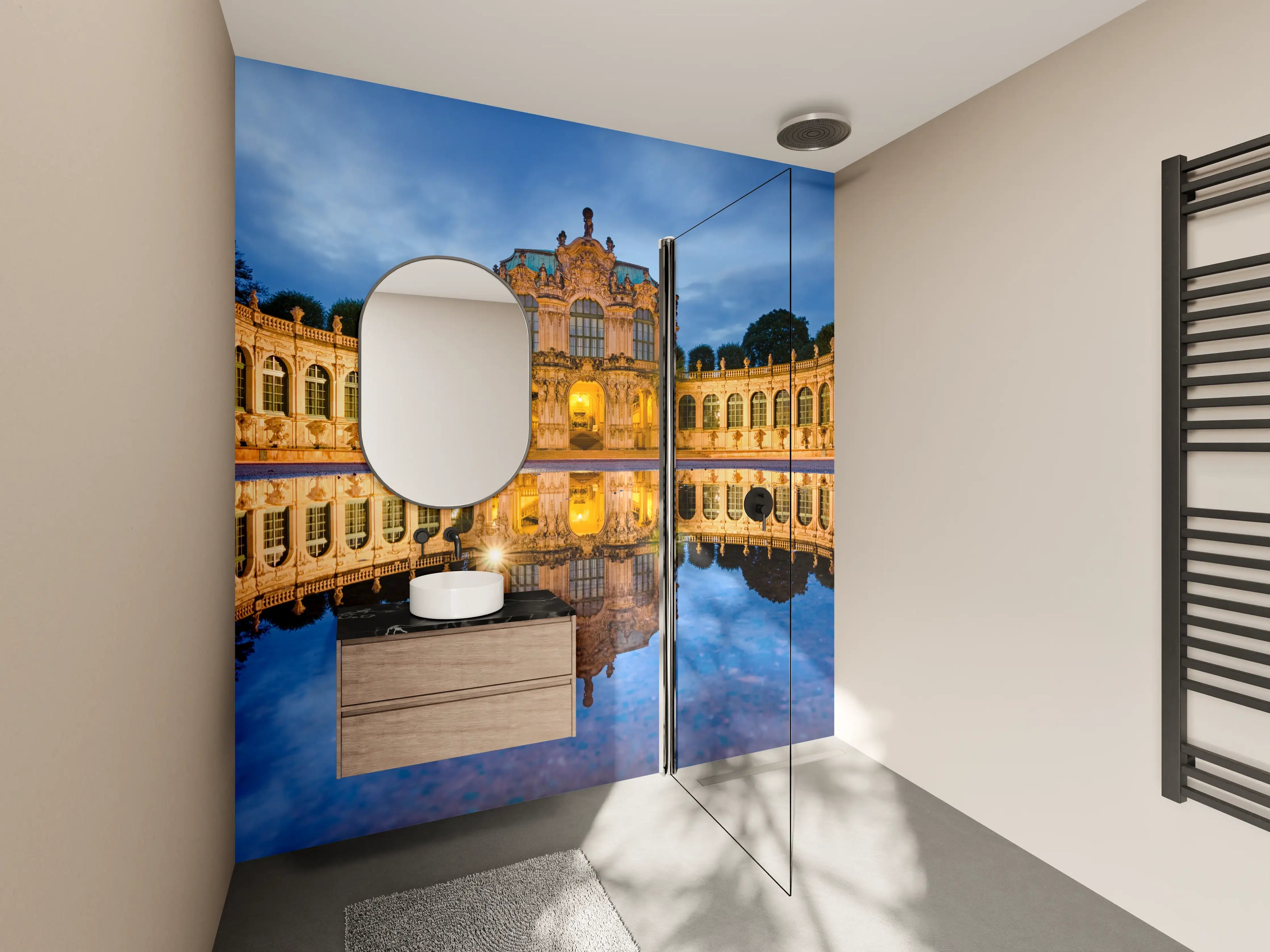 Wandverkleidung Bad - Dresdner Zwinger mit Reflexion