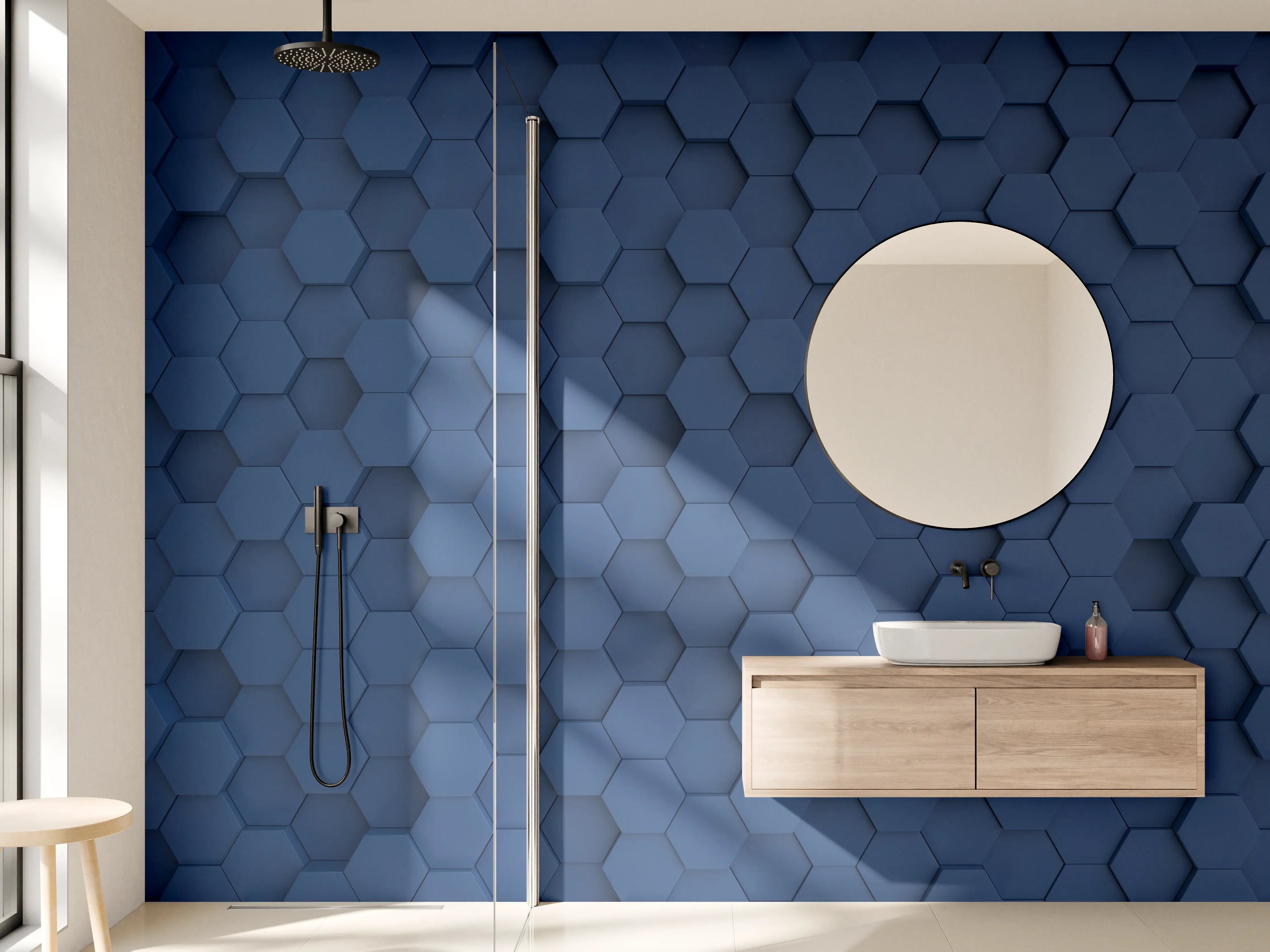 Wandverkleidung Bad - Dunkelblaue Hexagon Hintergrundstruktur
