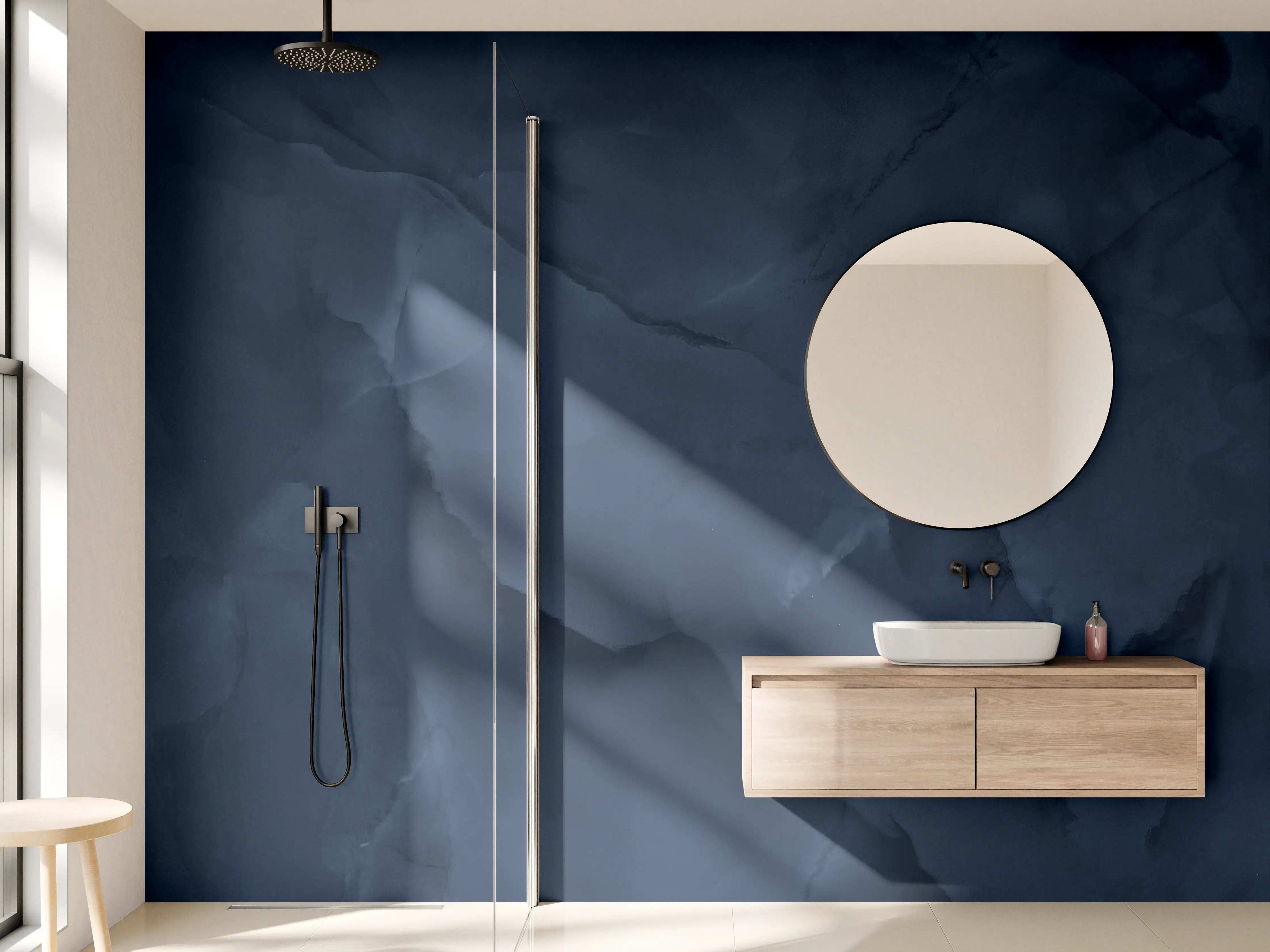 Wandverkleidung Bad - Dunkelblauer Onyx-Marmor
