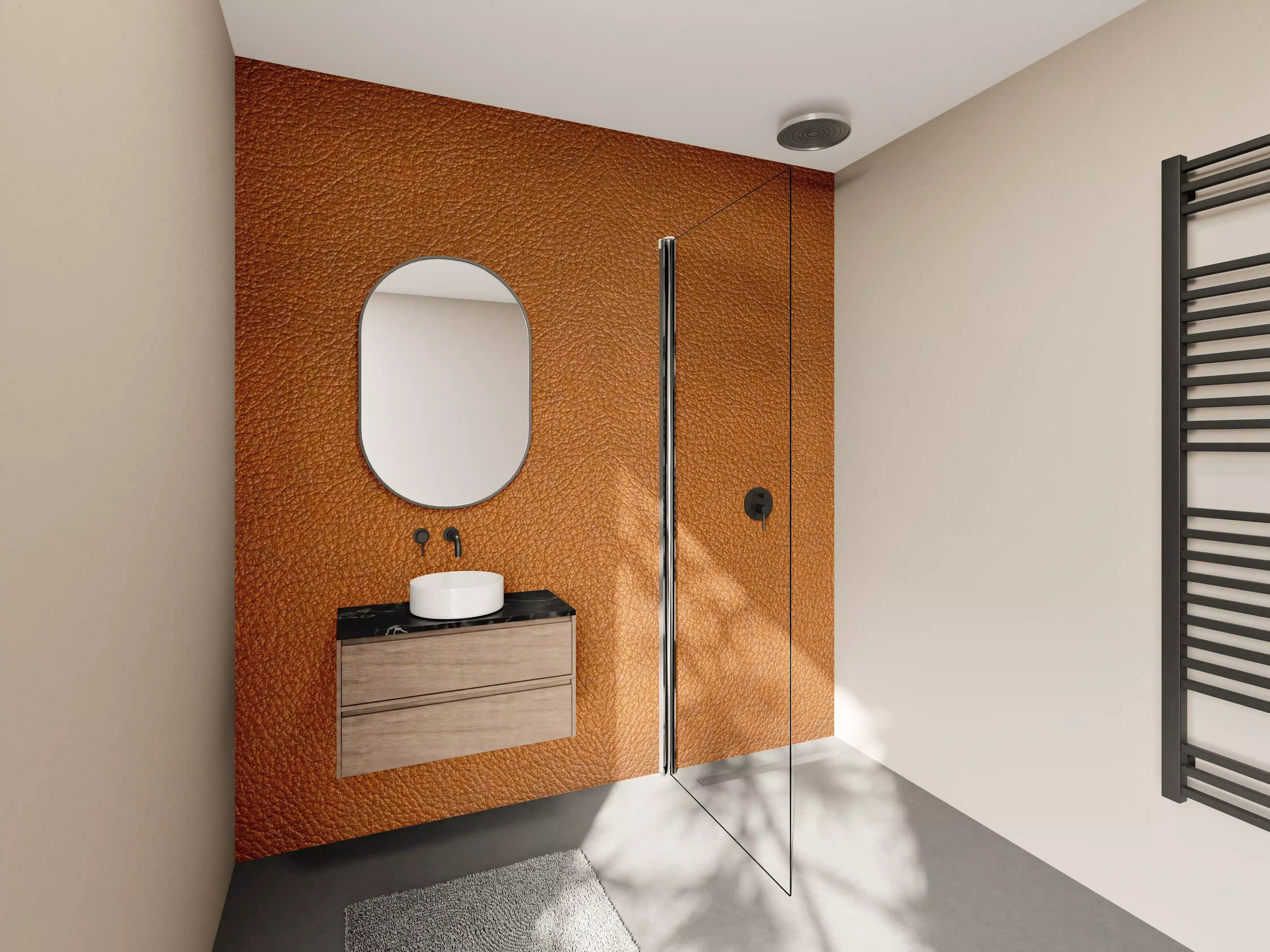 Wandverkleidung Bad - Dunkelbraune Leder Textur