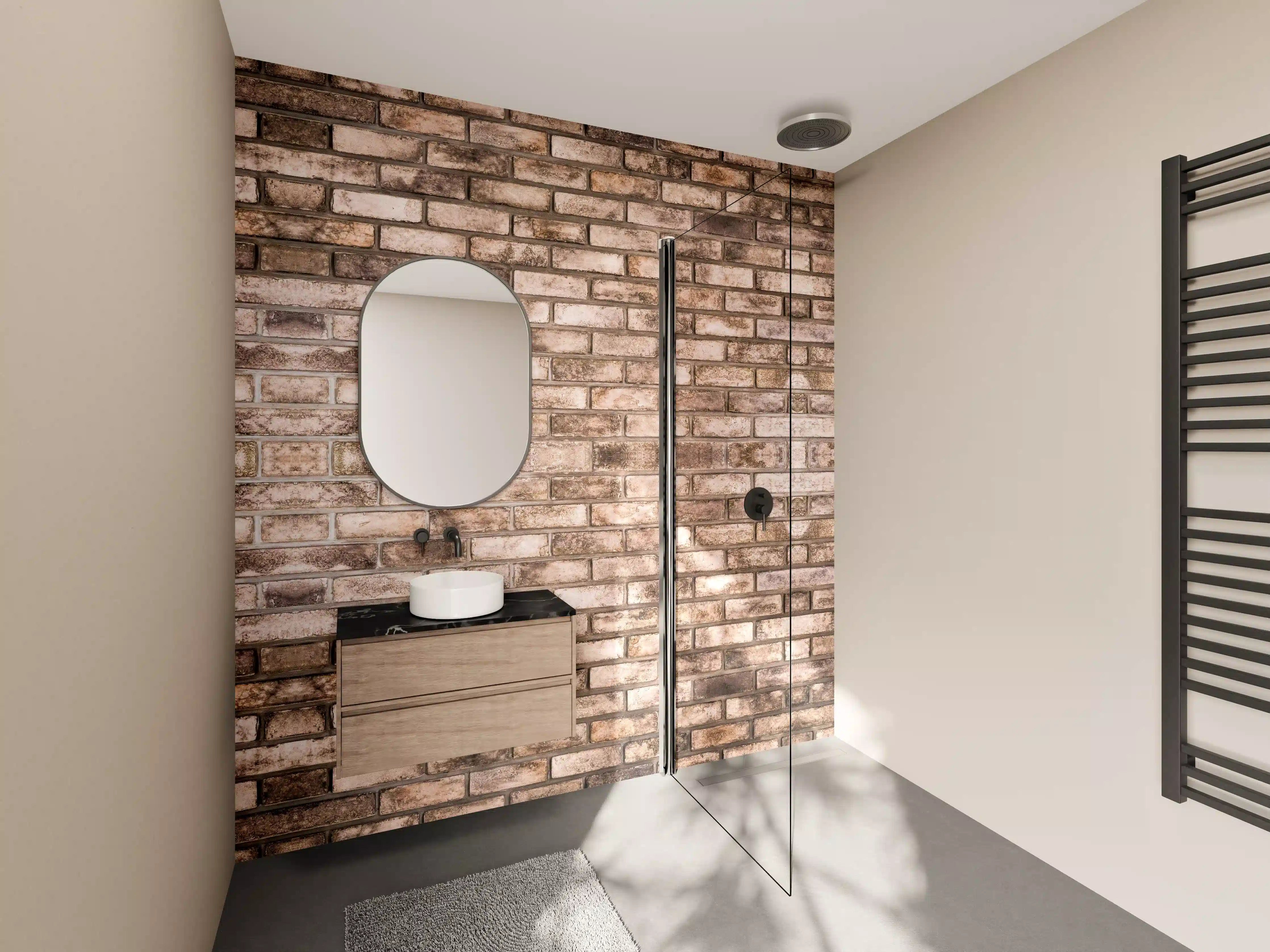 Wandverkleidung Bad - Dunkelbraune Steinmauer