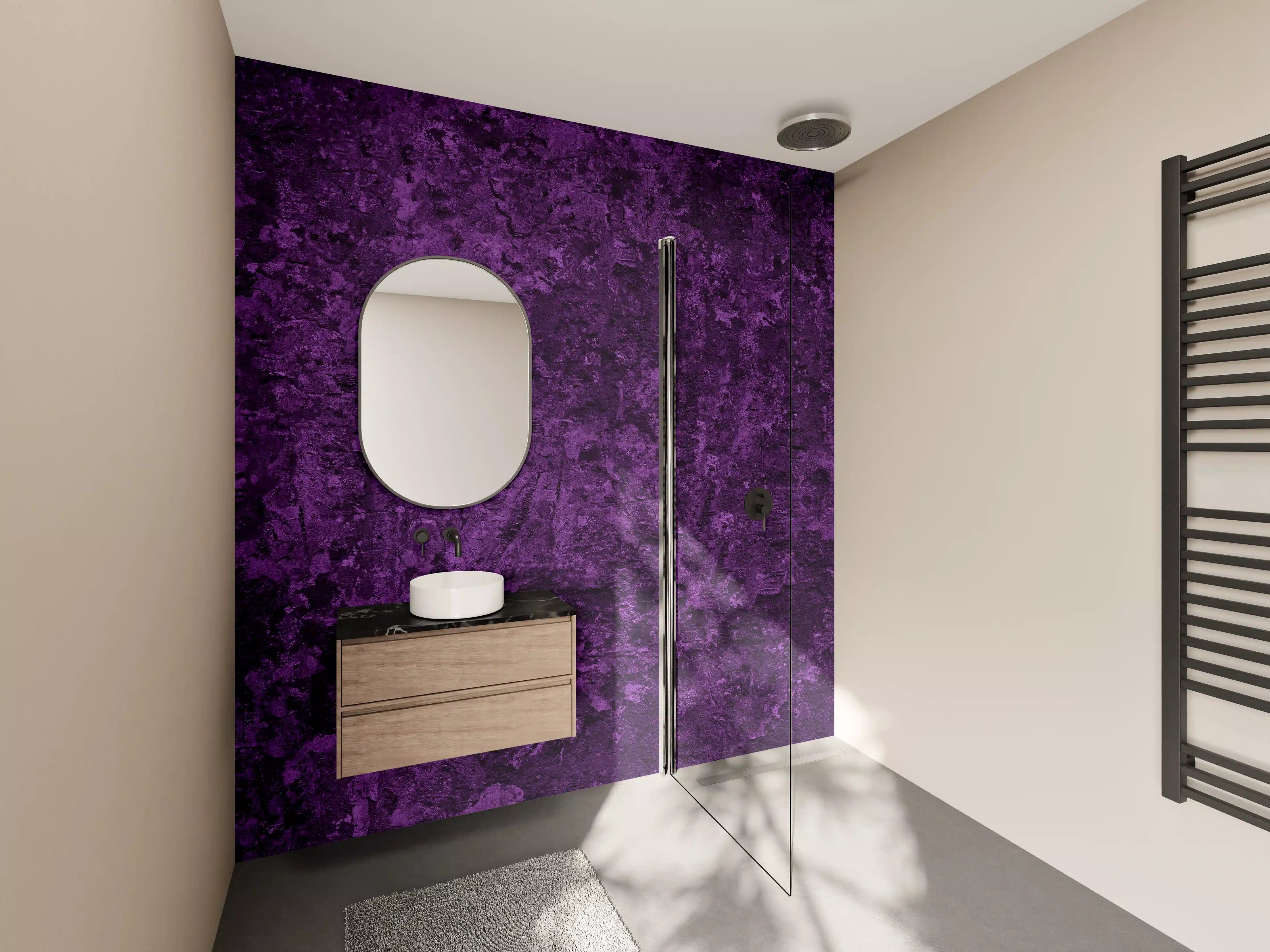 Wandverkleidung Bad - Dunkelviolette grobe Wandtextur