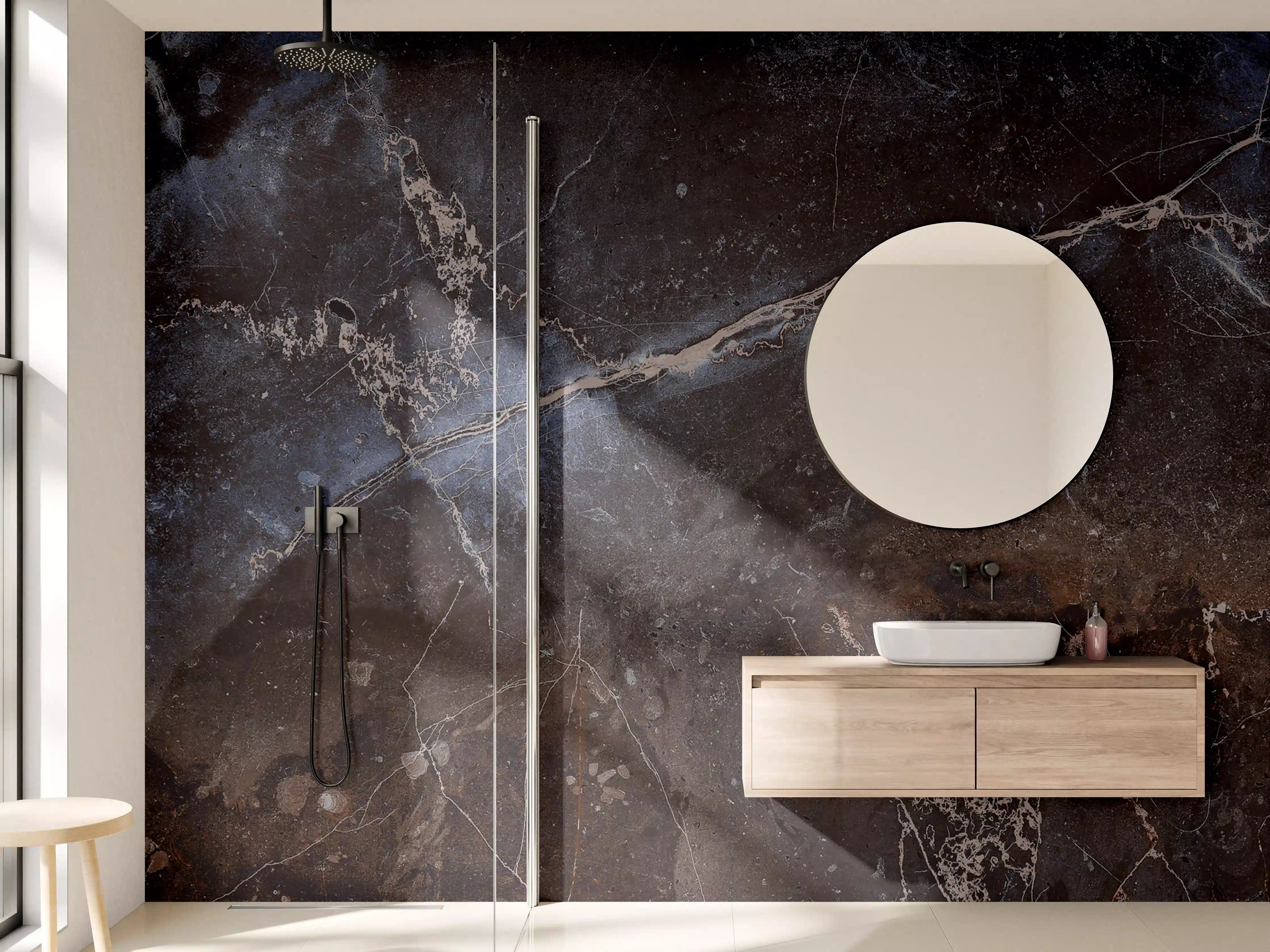Wandverkleidung Bad - Dunkler Marmor