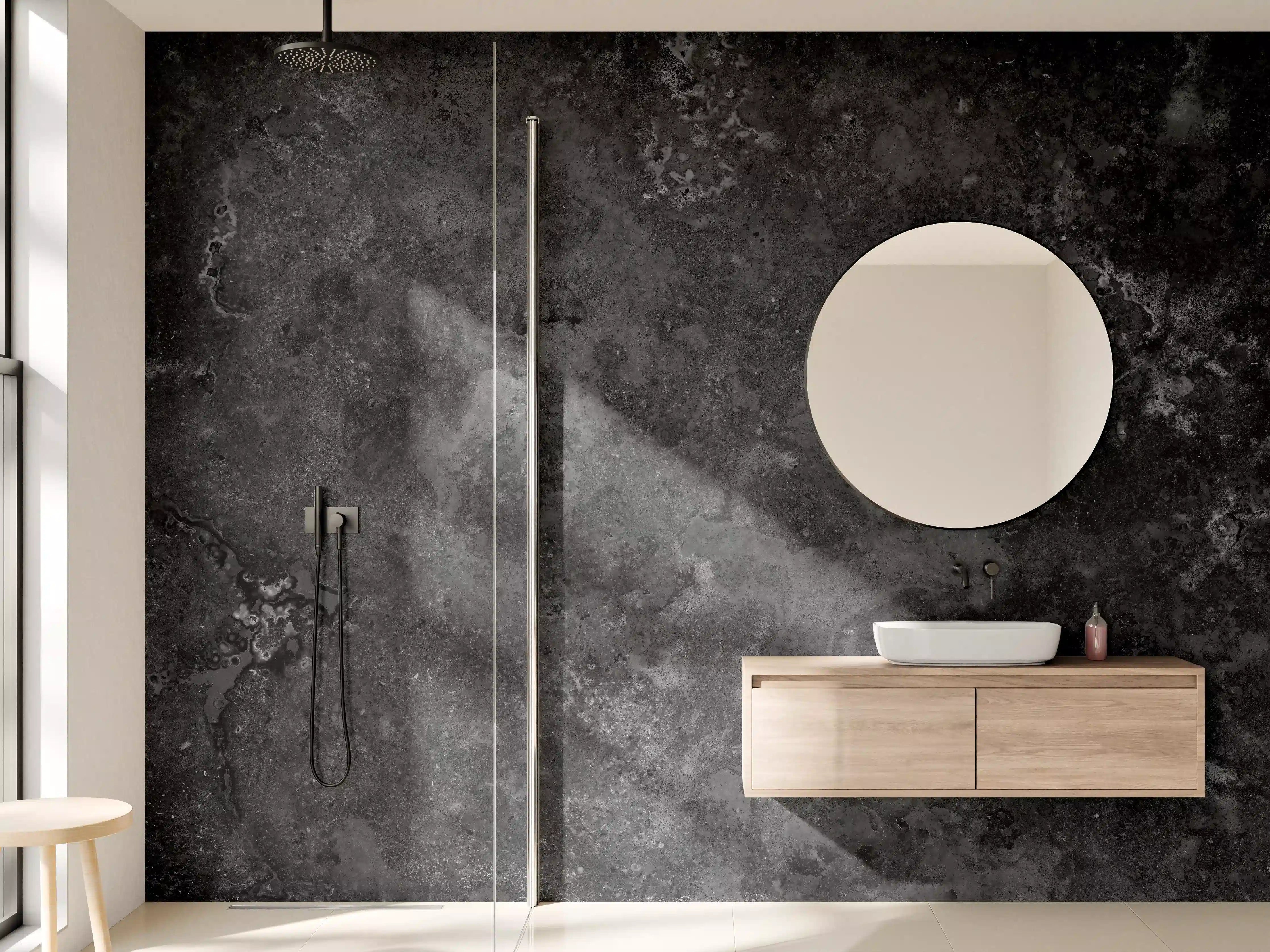 Wandverkleidung Bad - Dunkles Marmor Stein Design