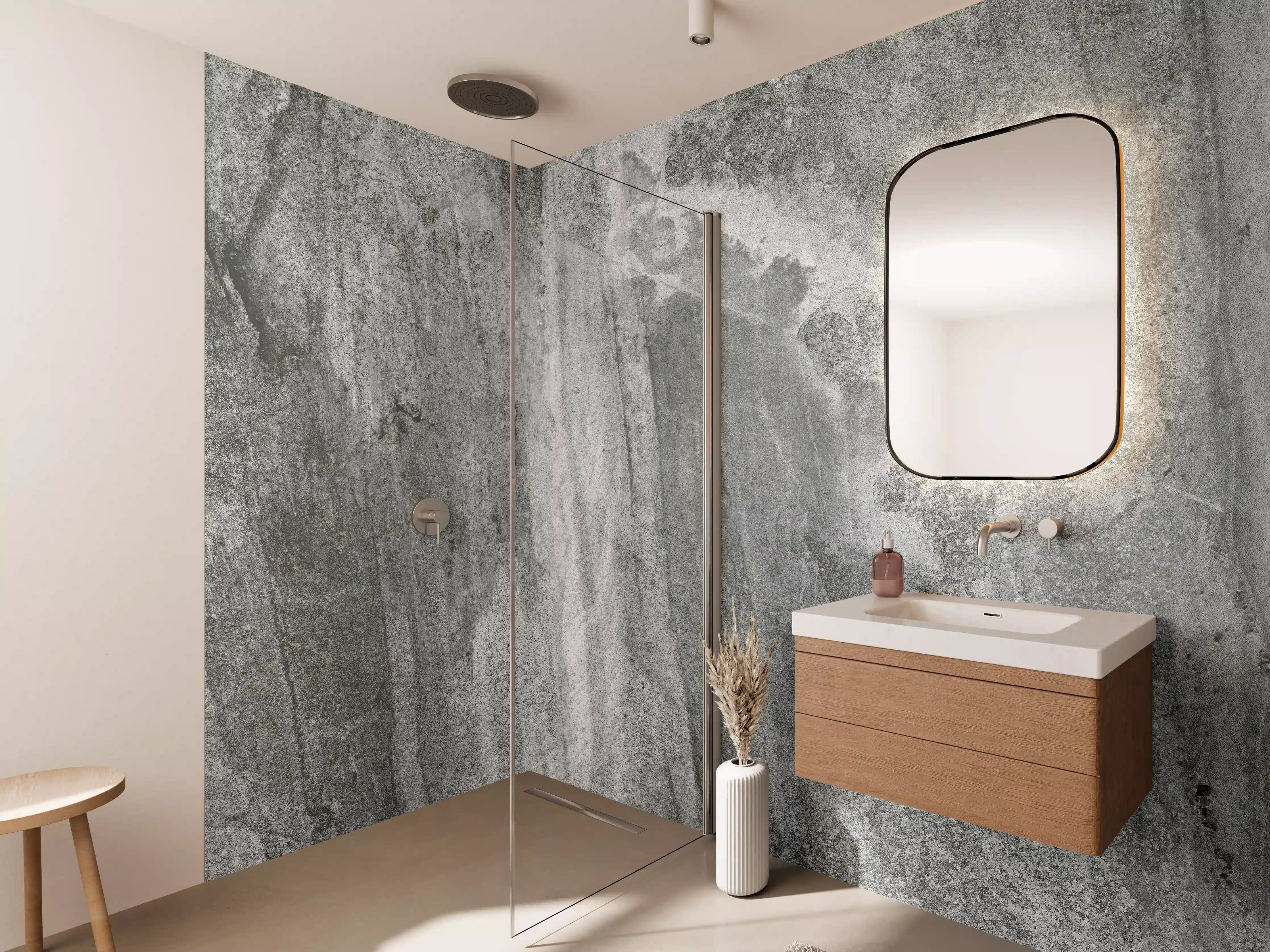 Wandverkleidung Bad - Edel Graue Marmor Textur