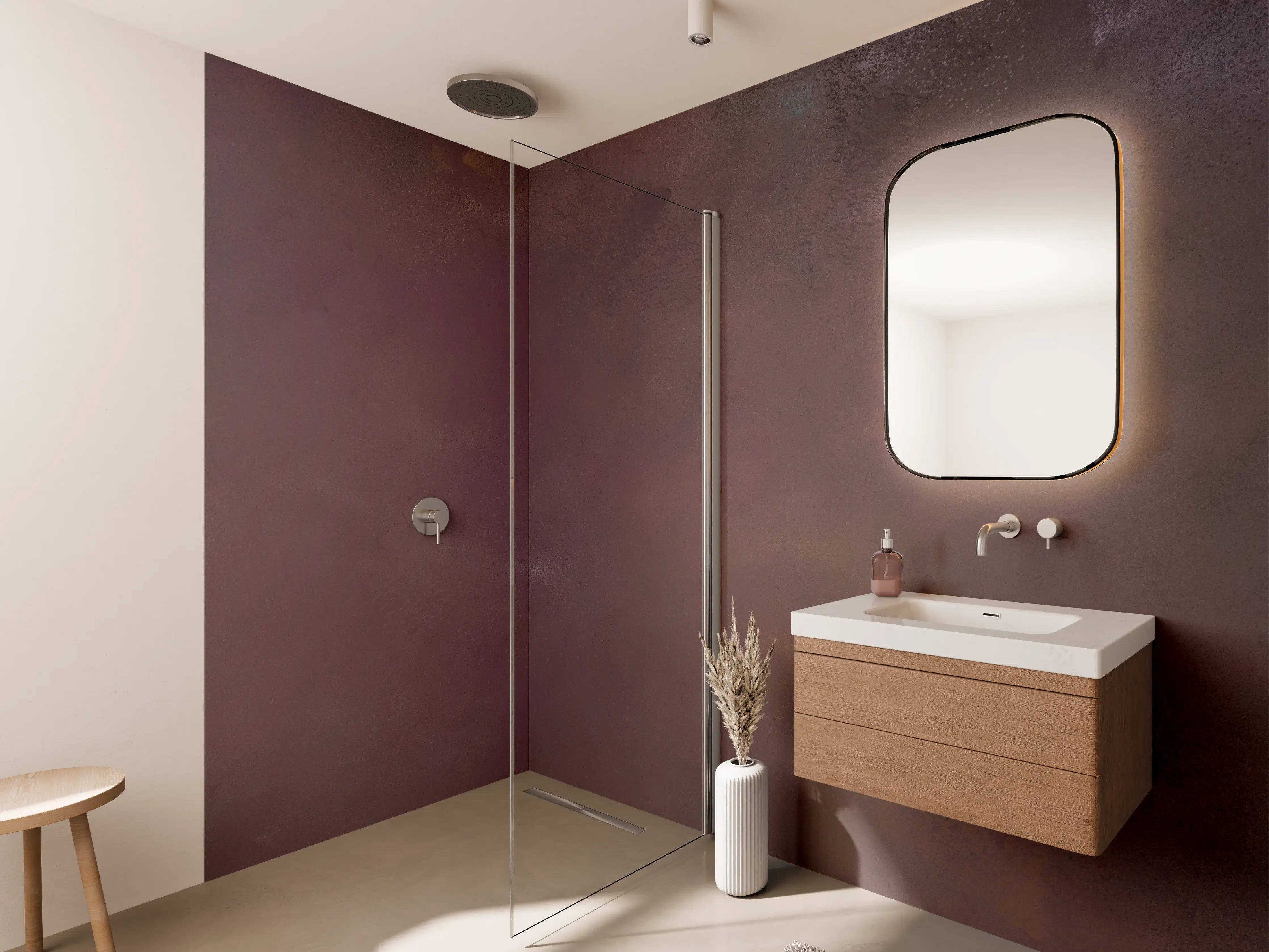 Wandverkleidung Bad - Edle Metallic-Textur in Braun und Grau
