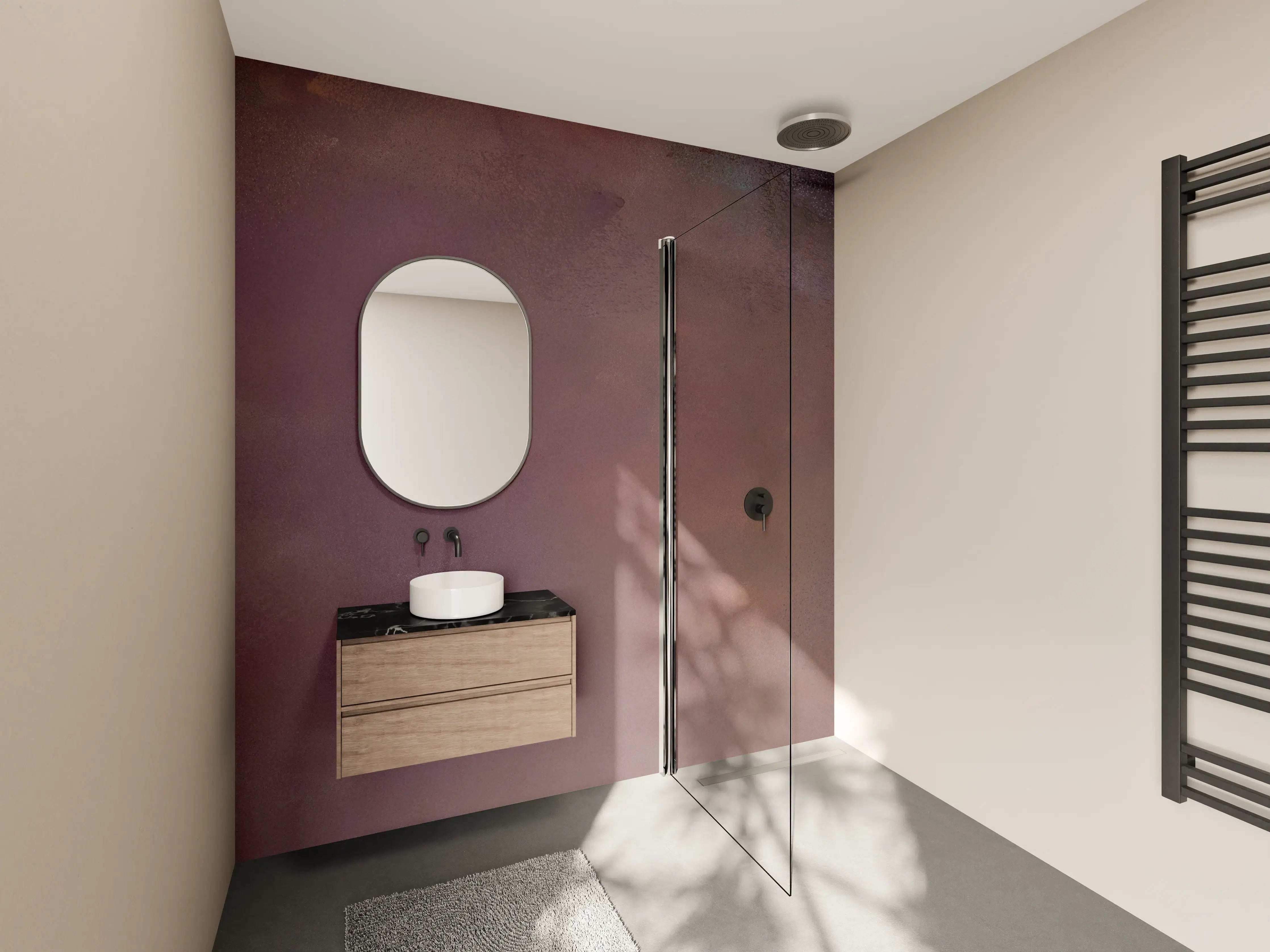 Wandverkleidung Bad - Edle Metallic-Textur in Braun und Grau