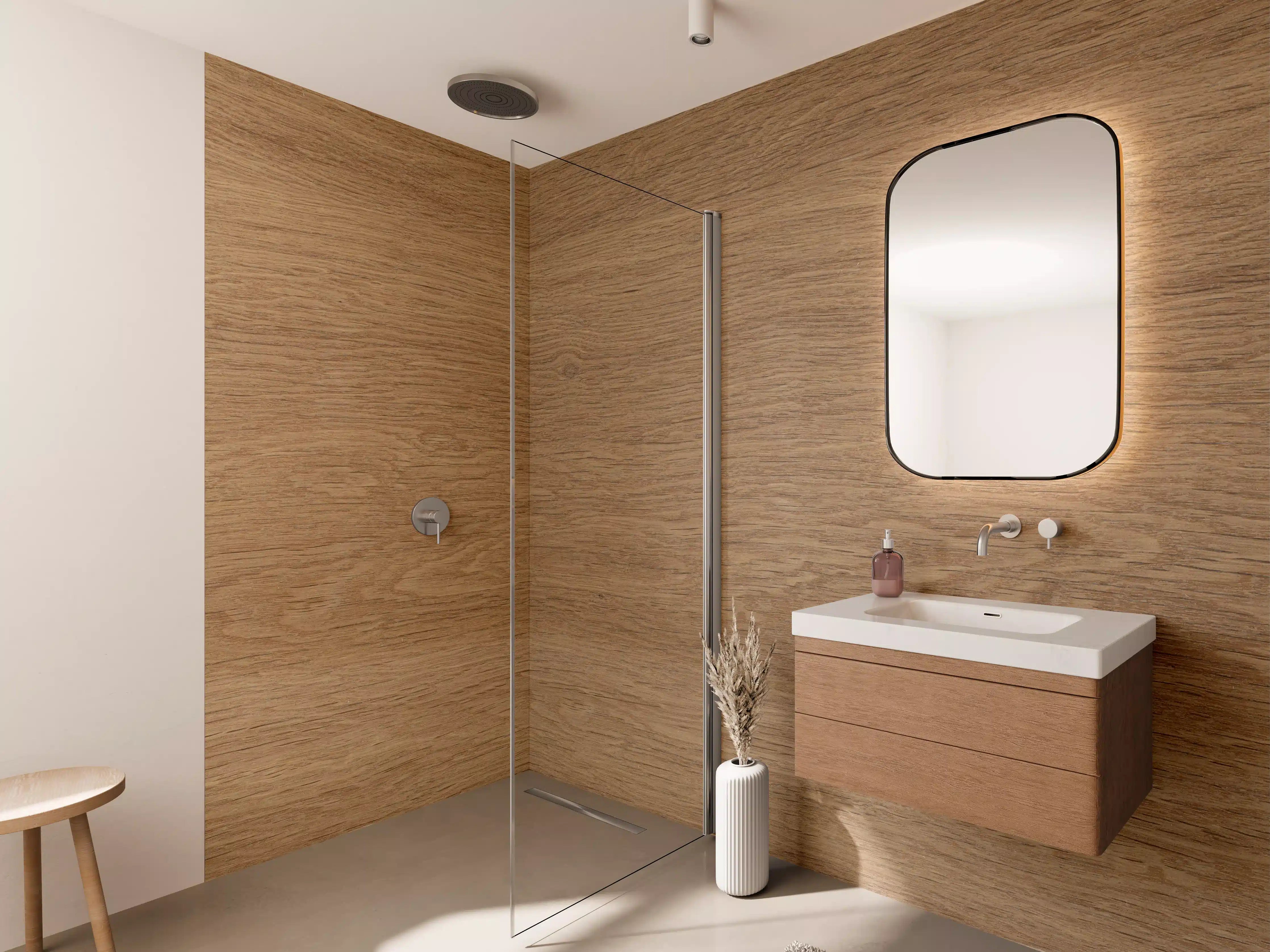 Wandverkleidung Bad - Eiche Parkett Holz Textur