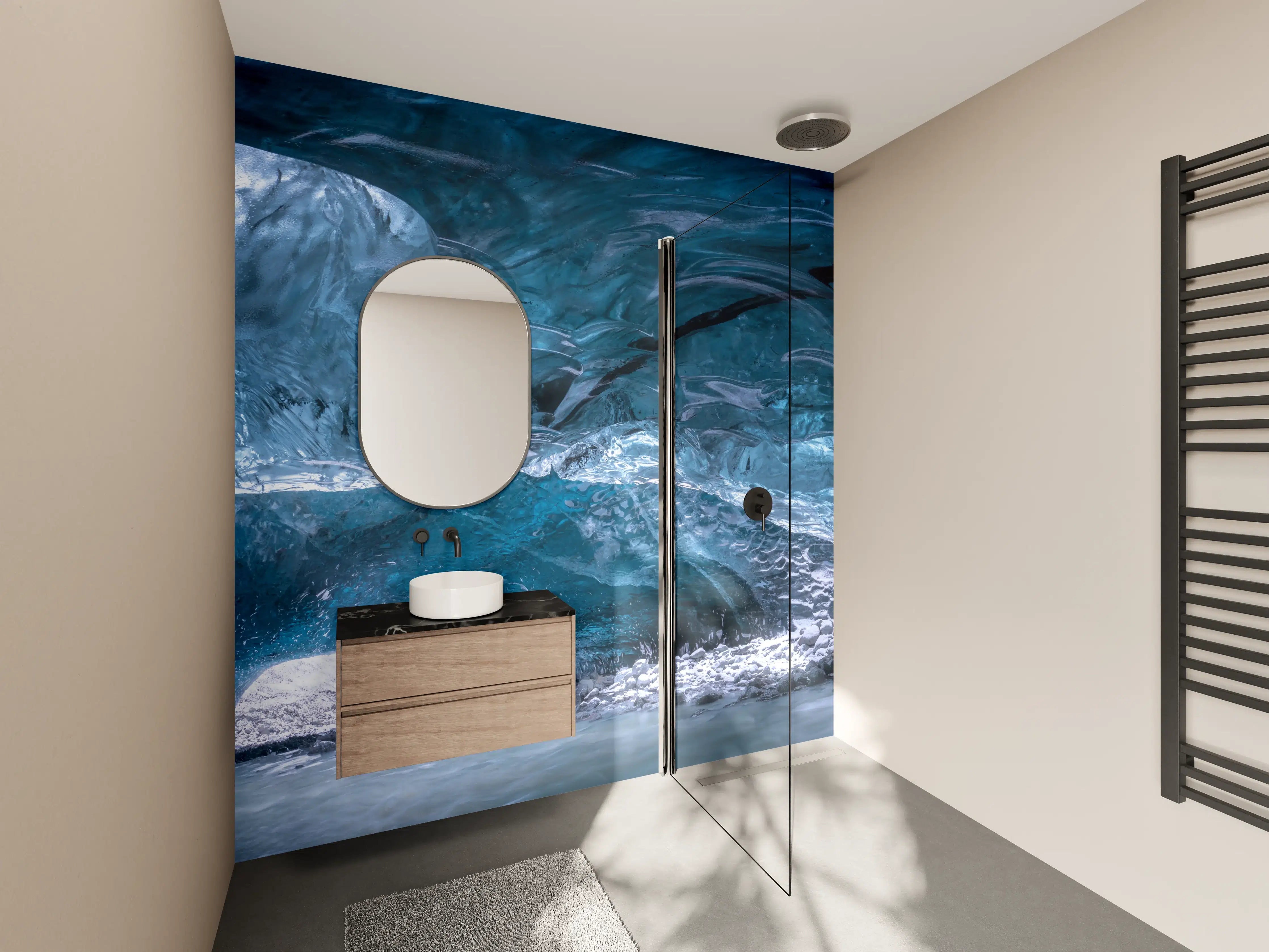 Wandverkleidung Bad - Eisgrotte im Wasser