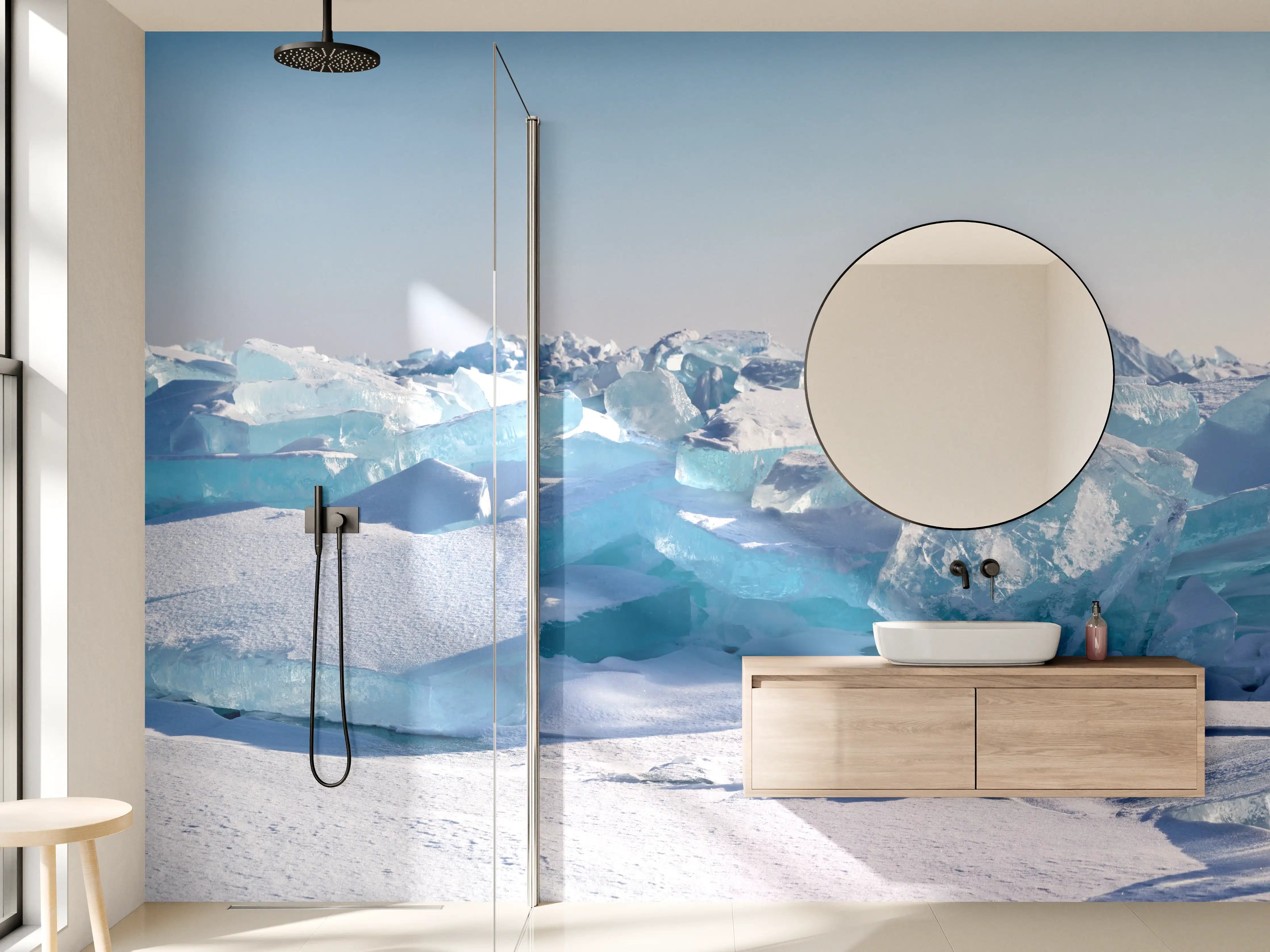 Wandverkleidung Bad - Eisige Polarlandschaft mit Gletschern