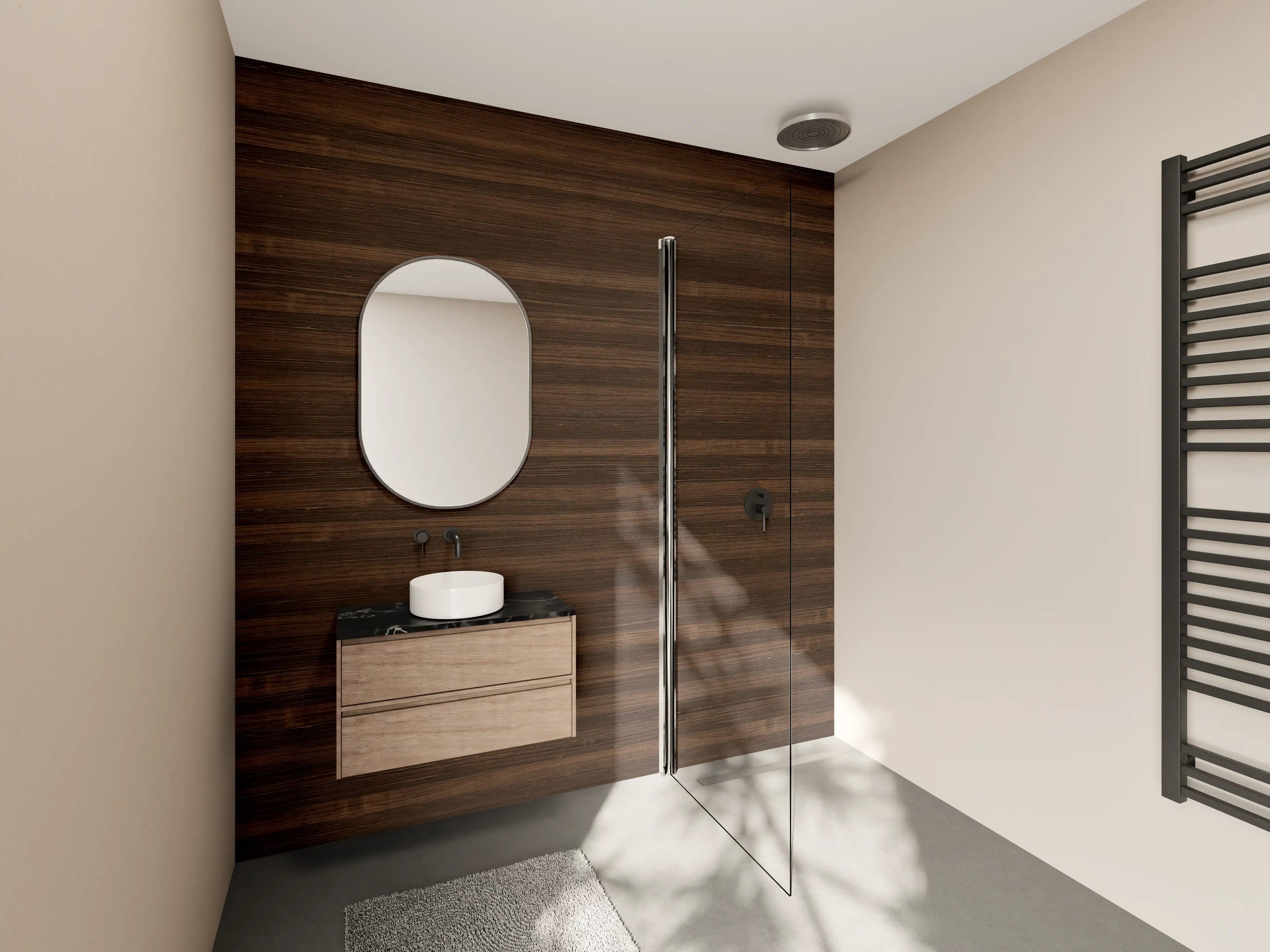 Wandverkleidung Bad - Elegant Dunkelbraune Holzoptik