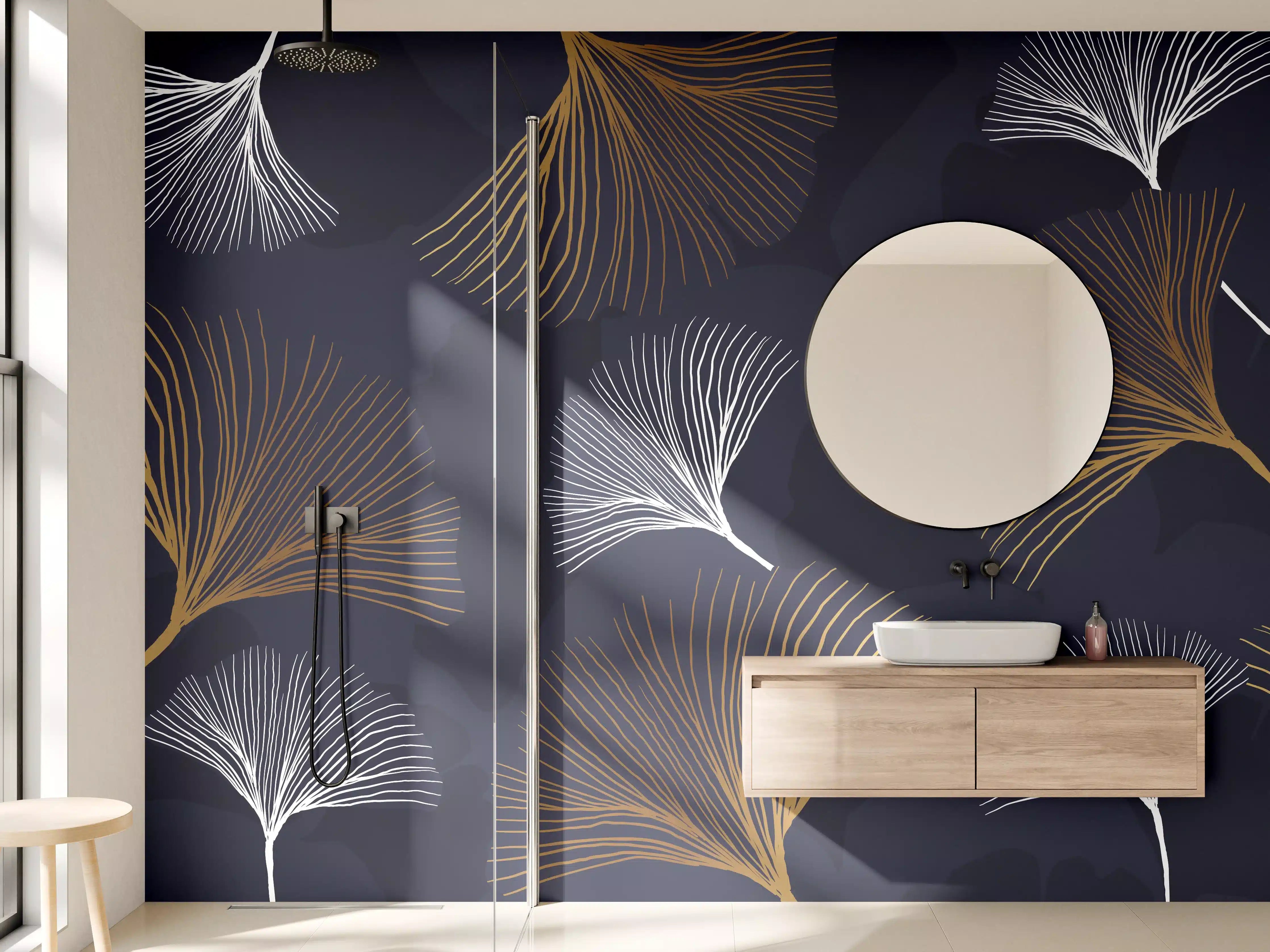 Wandverkleidung Bad - Elegante Blattgold-Muster Tapete