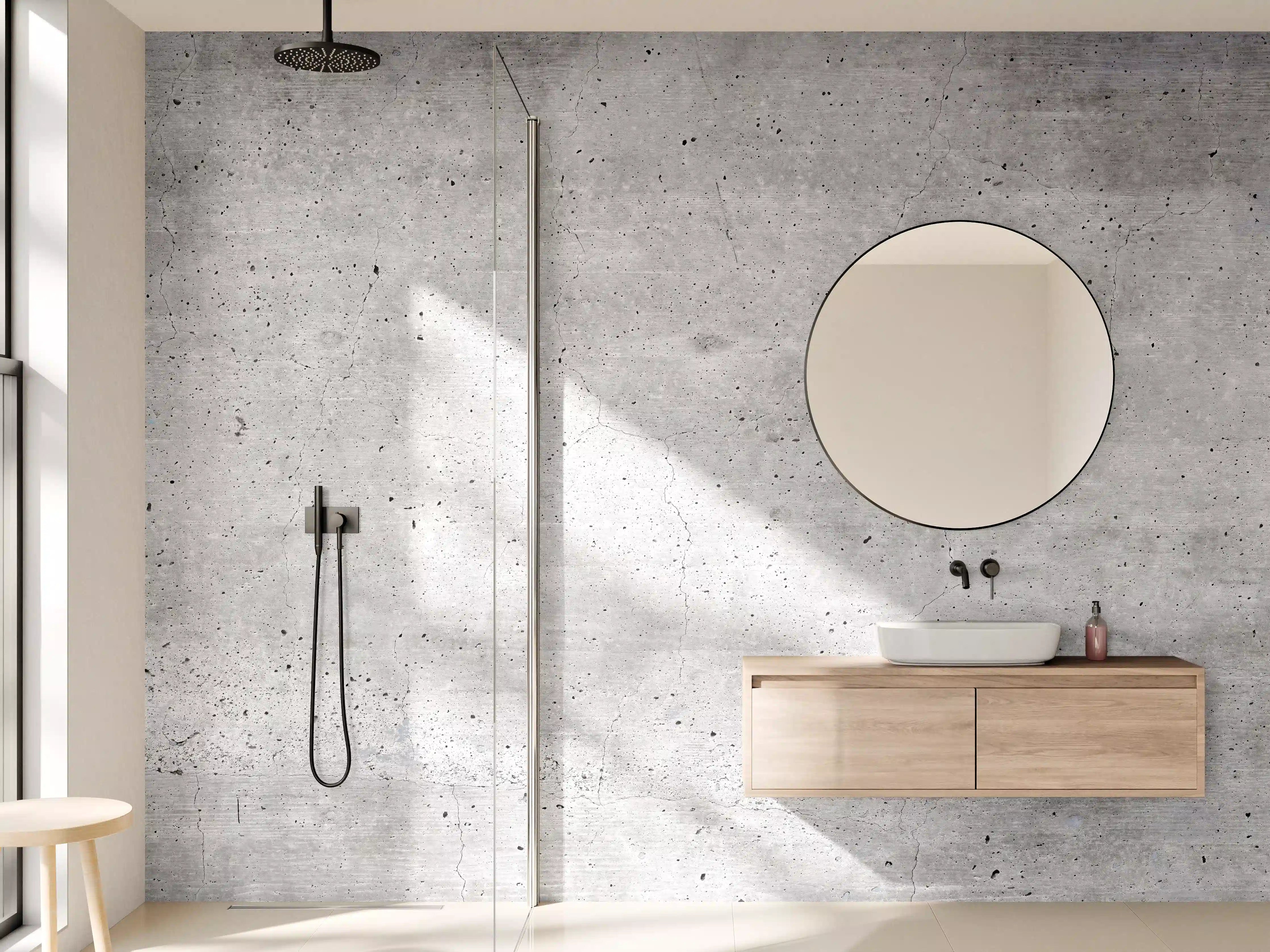 Wandverkleidung Bad - Elegante Grau-Weiße Betonwand