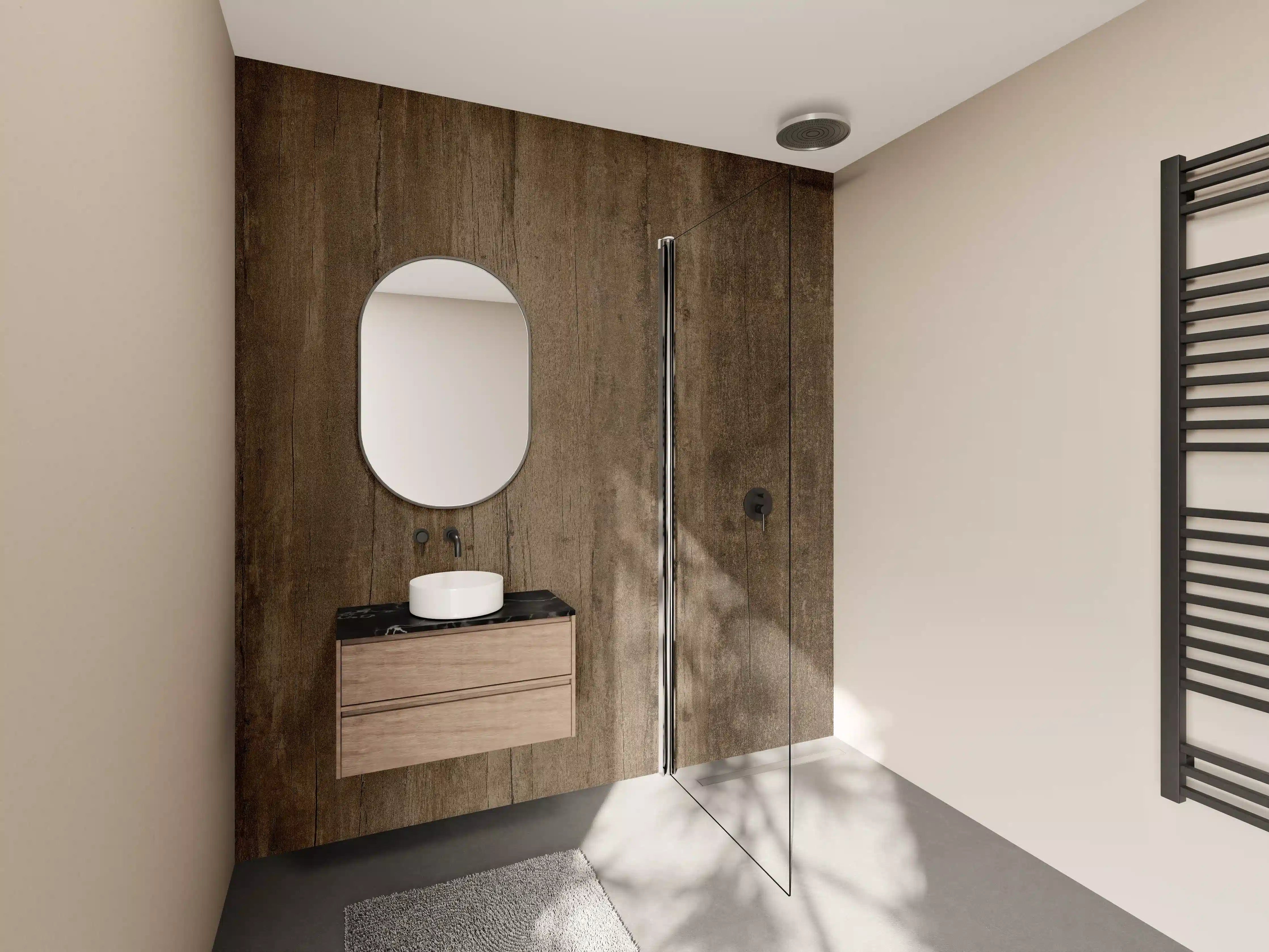 Wandverkleidung Bad - Elegante Graubraun-Optik