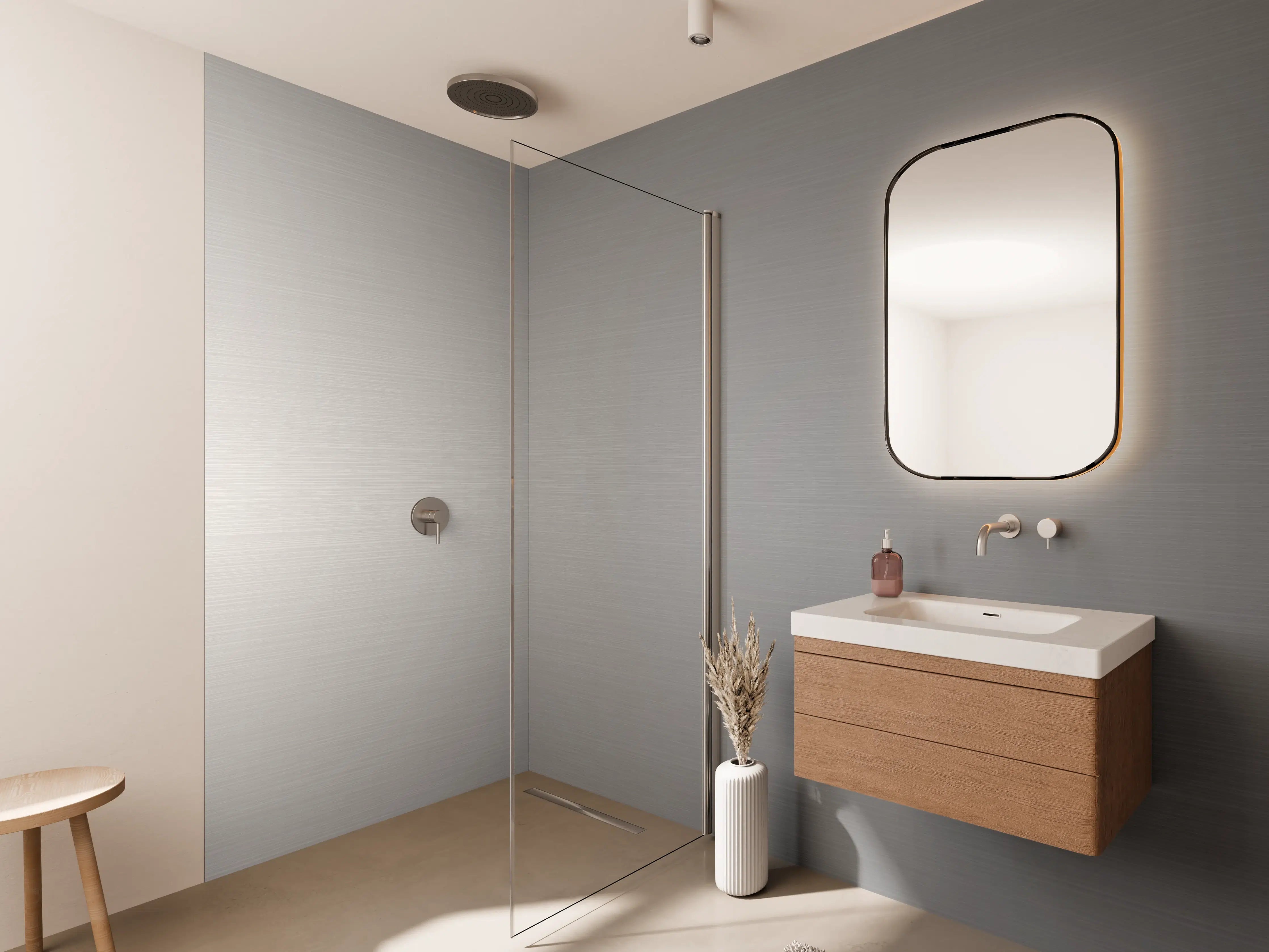 Wandverkleidung Bad - Elegante Silber-Metalltextur